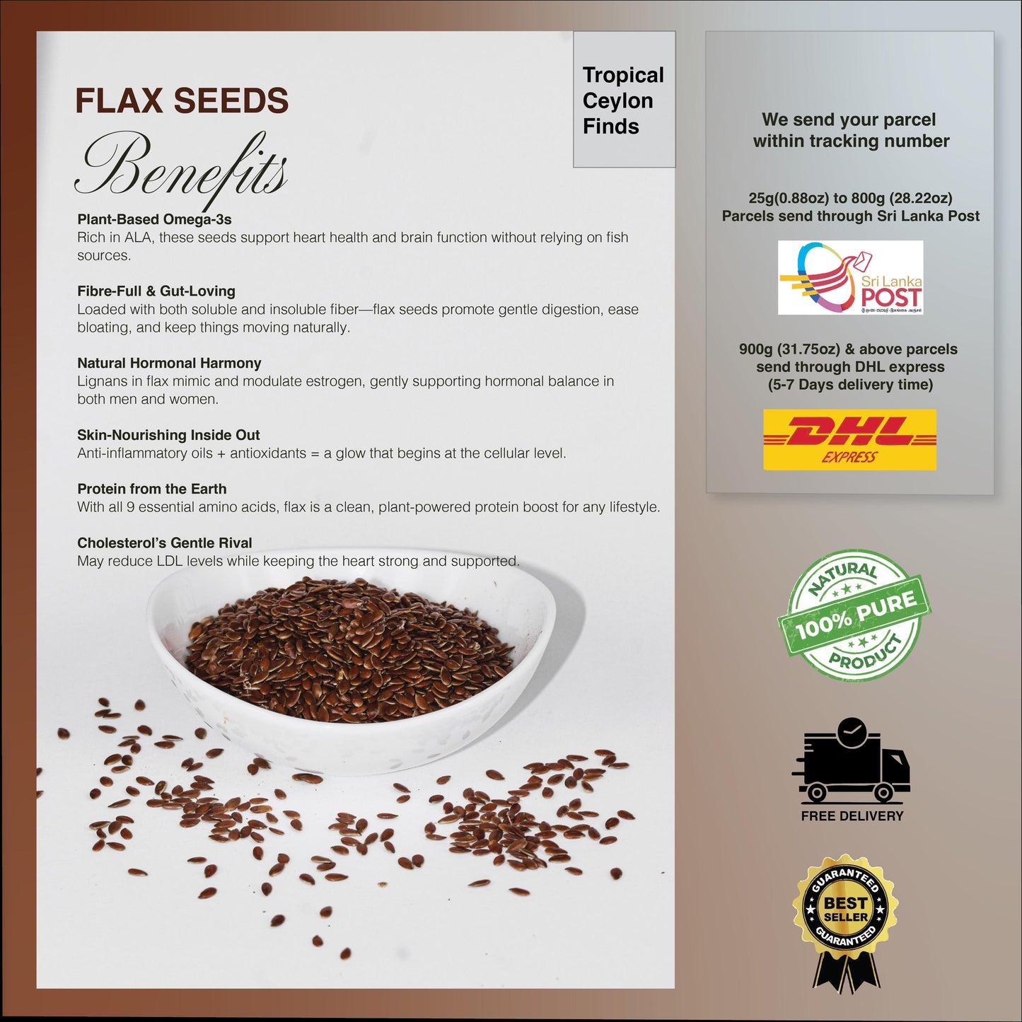 Organic Brown Flax Seeds - Baza Boutique