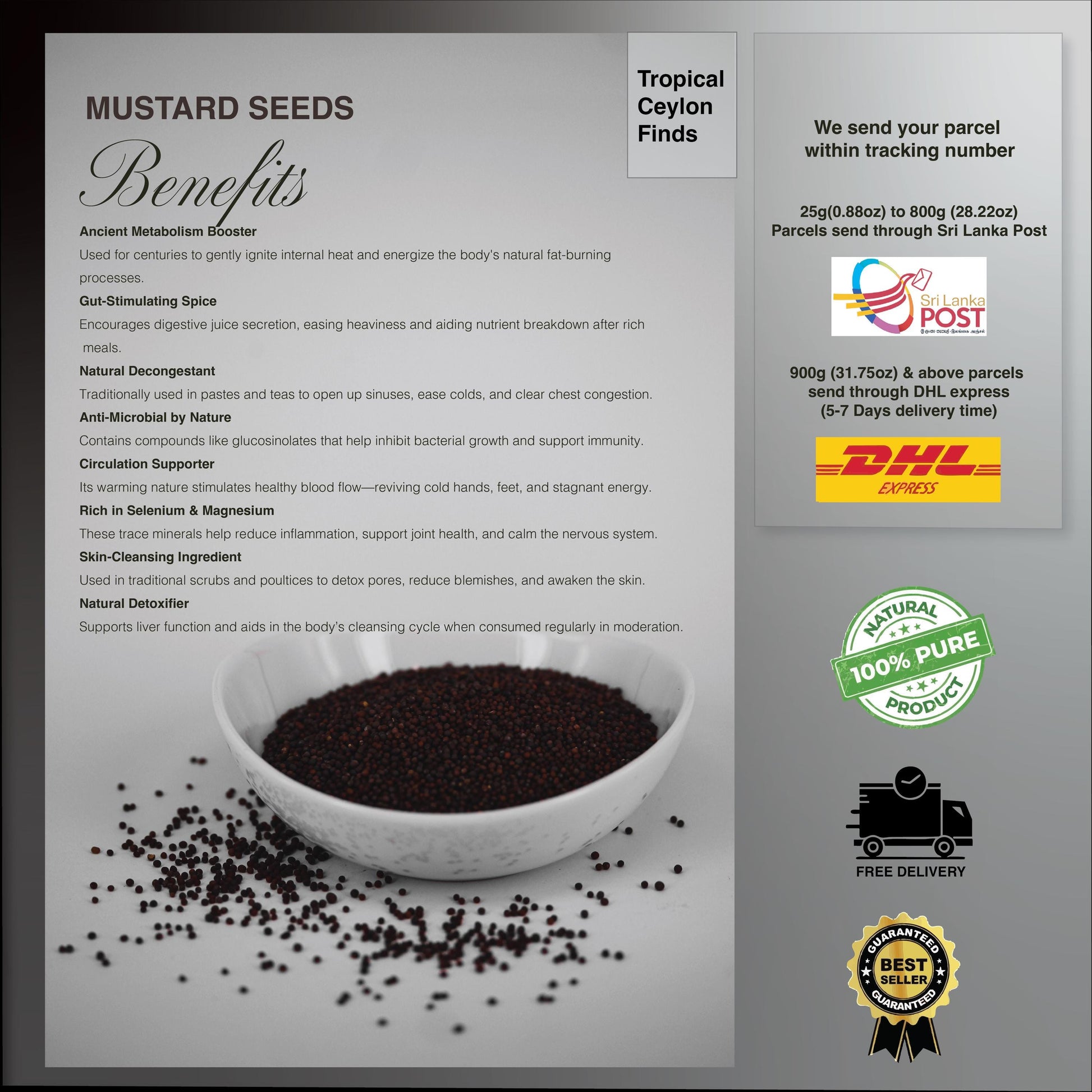Organic Brown Mustard Seeds - Baza Boutique