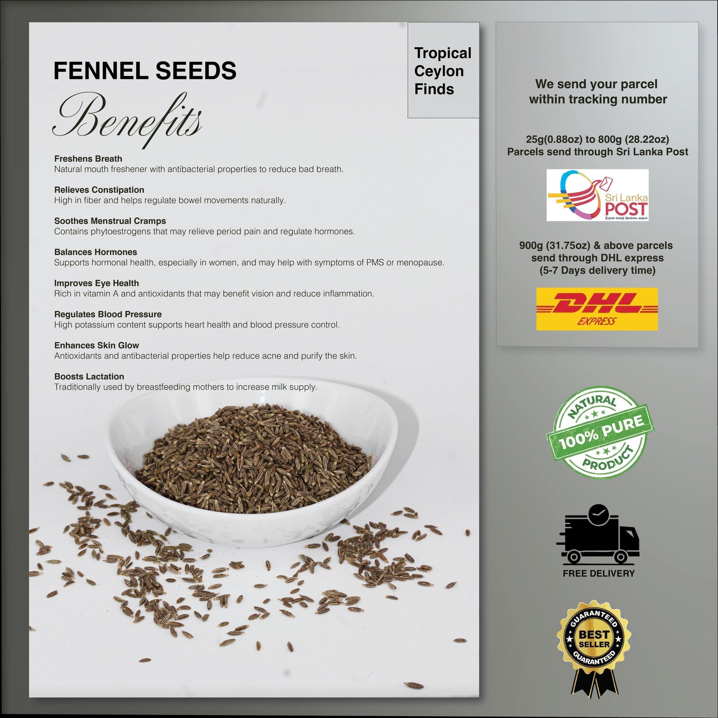 Organic Fennel Seeds - Baza Boutique