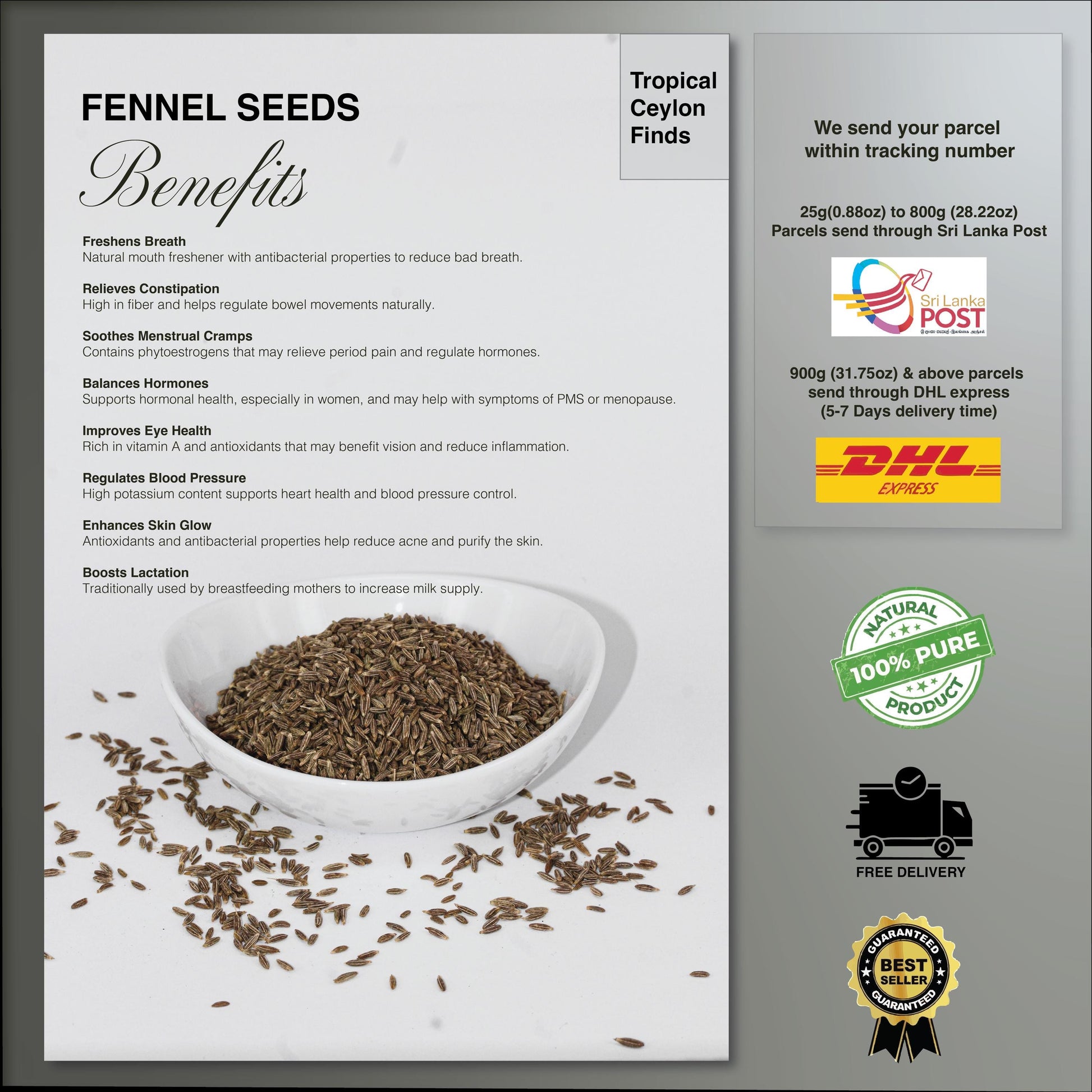 Organic Fennel Seeds - Baza Boutique