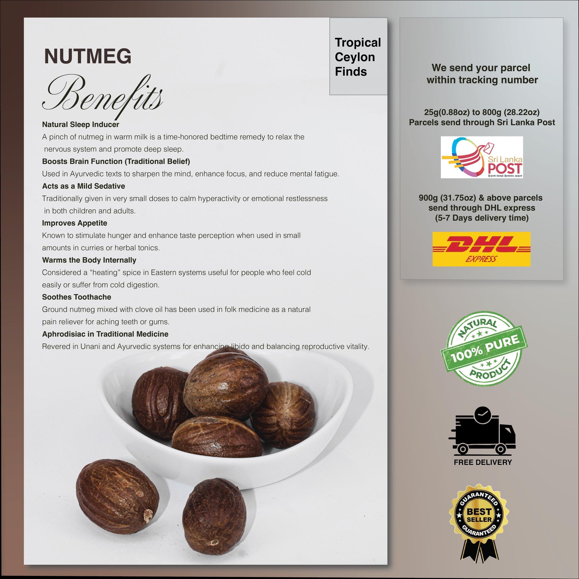 Organic Whole Nutmeg - Baza Boutique
