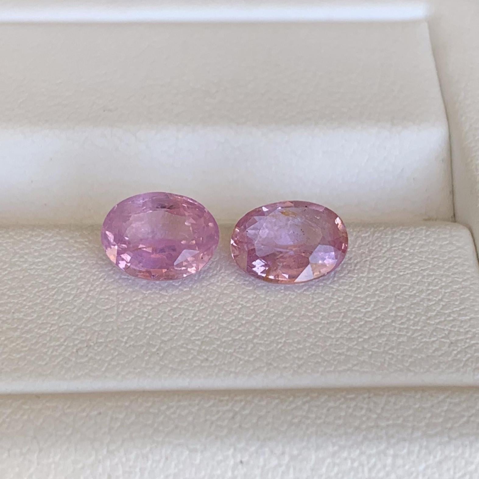 Natural Pink Sapphire Pair 2.73ct- (UH) - Baza Boutique