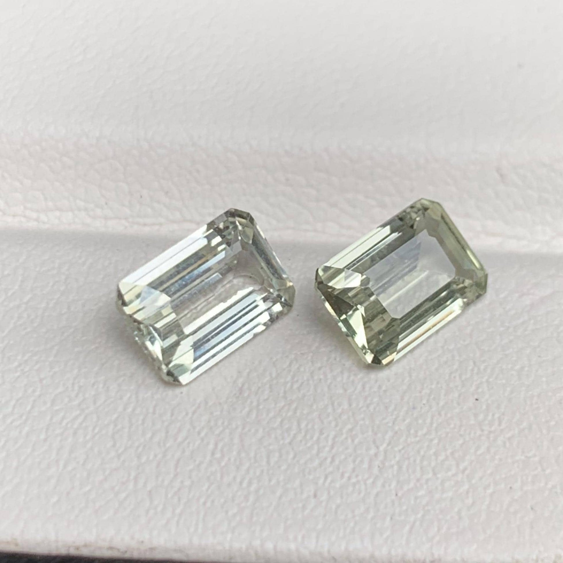 Natural Lime Green Sapphire Pair 1.57/1.44ct- (H) - Baza Boutique