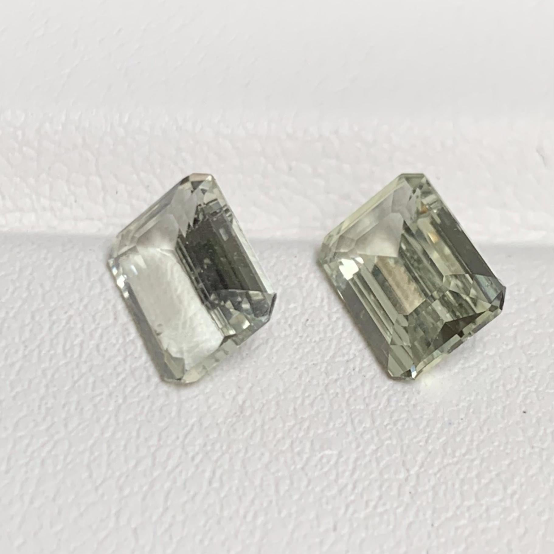 Natural Lime Green Sapphire Pair 1.57/1.44ct- (H) - Baza Boutique
