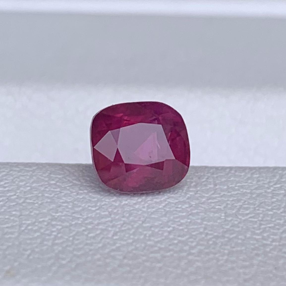 Natural Pinkish Red Cushion Cut Ruby 1.08ct - (UH) - Baza Boutique