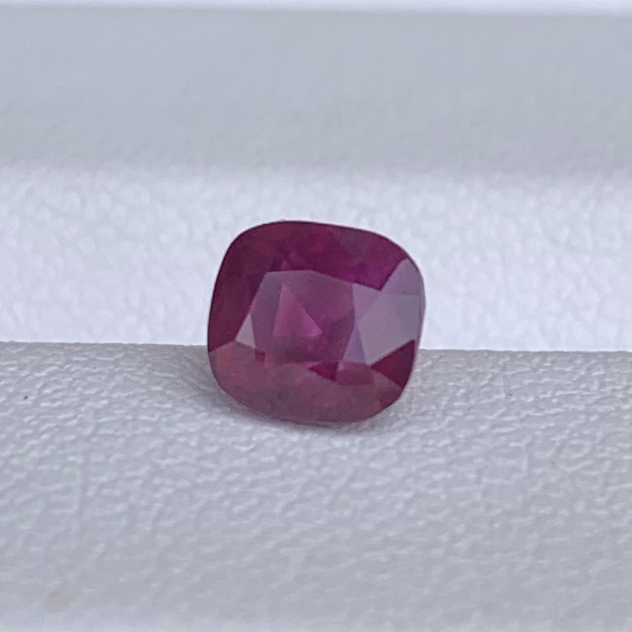 Natural Pinkish Red Cushion Cut Ruby 1.08ct - (UH) - Baza Boutique