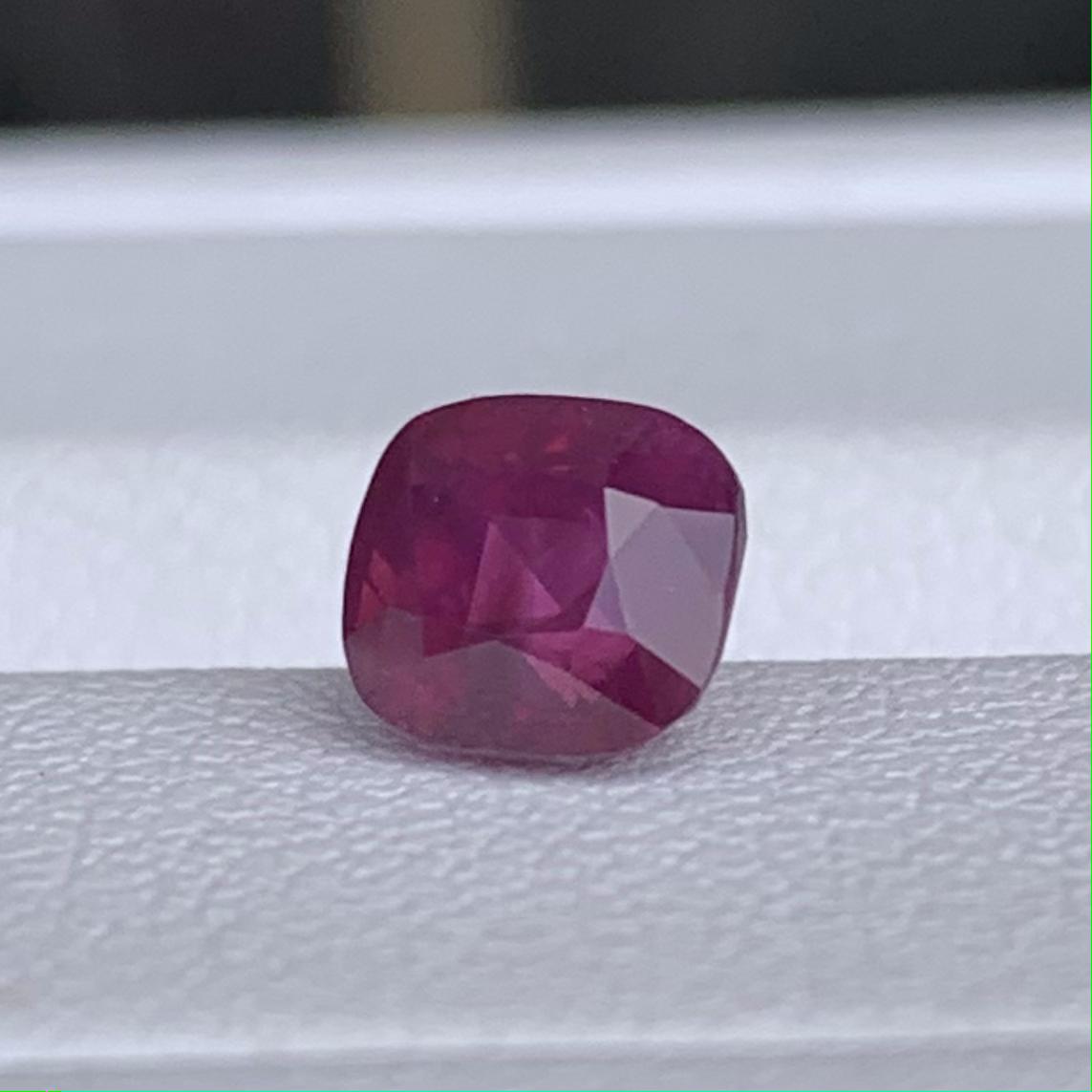 Natural Pinkish Red Cushion Cut Ruby 1.08ct - (UH) - Baza Boutique