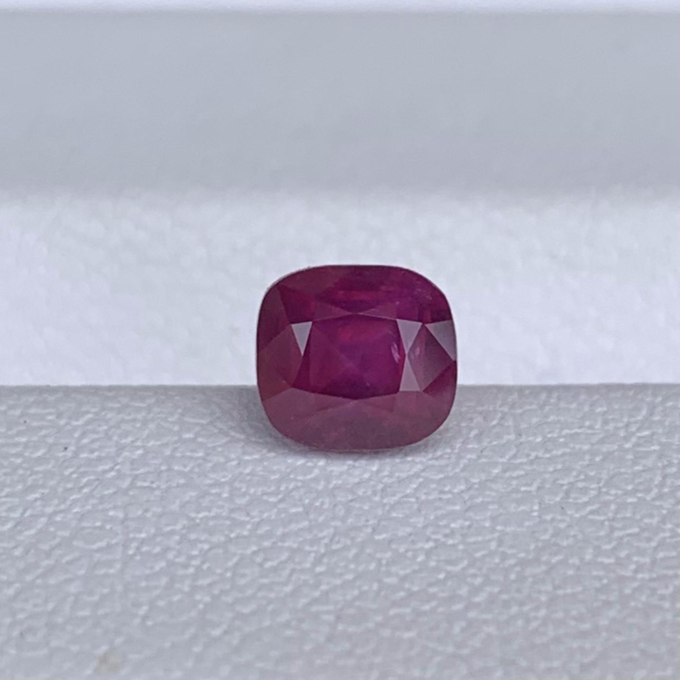 Natural Pinkish Red Cushion Cut Ruby 1.08ct - (UH) - Baza Boutique