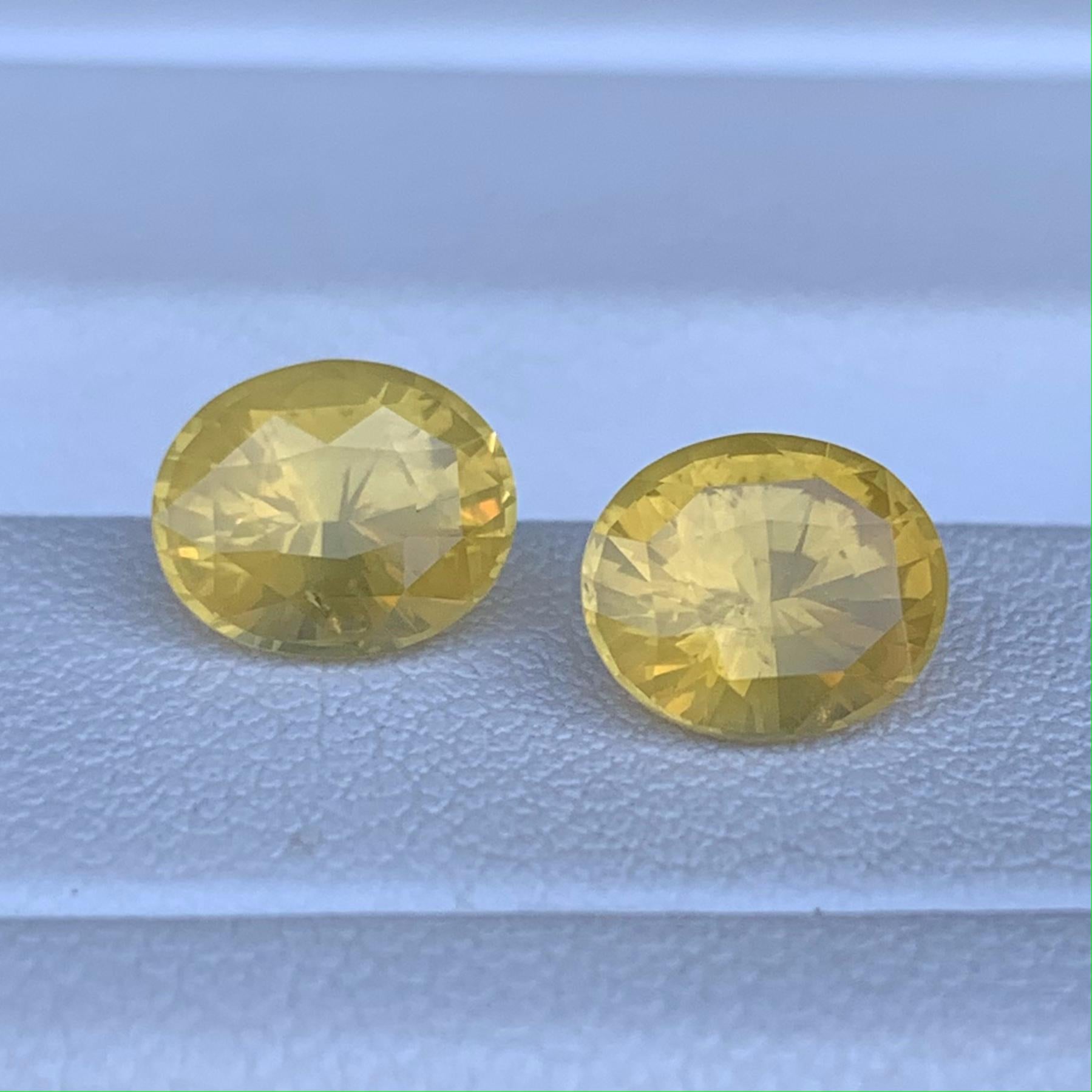 Natural Yellow Sapphire Pair 1.65/1.73ct- (H) - Baza Boutique