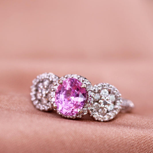 Padparadscha Sapphire 2.20ct Ring in 14K White Gold