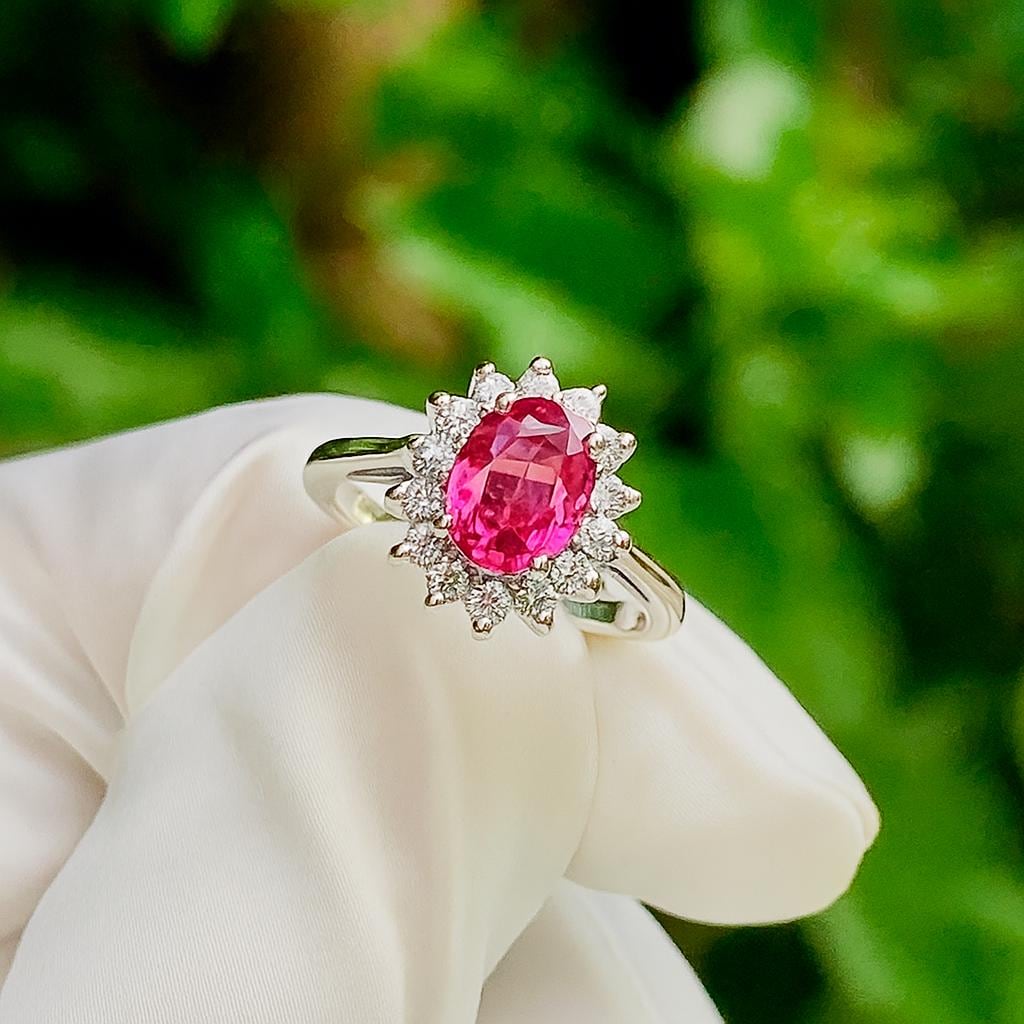 Handmade Padparadscha Sapphire Ring in White Gold