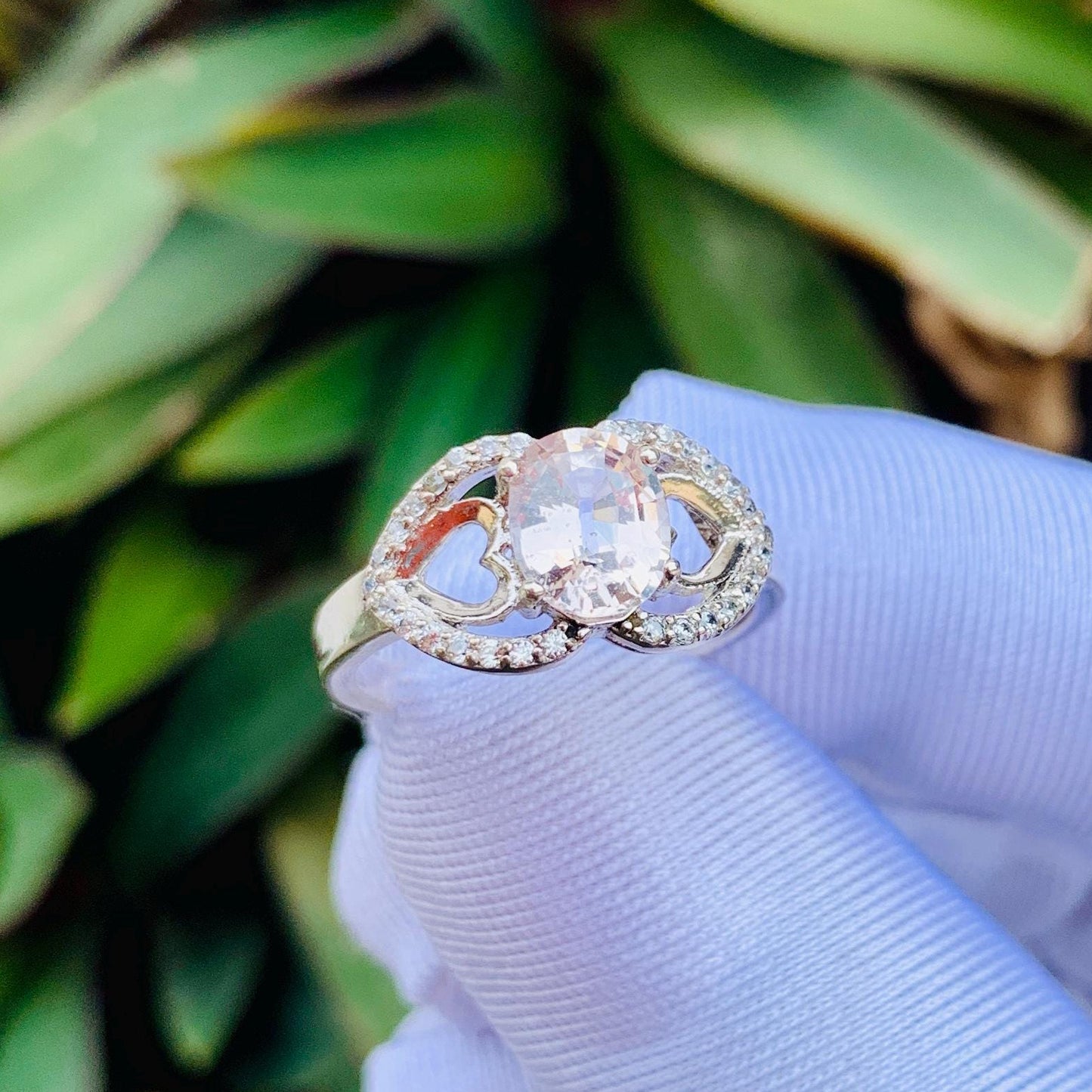 Natural Peach Sapphire 0.92ct Ring in Sterling Silver