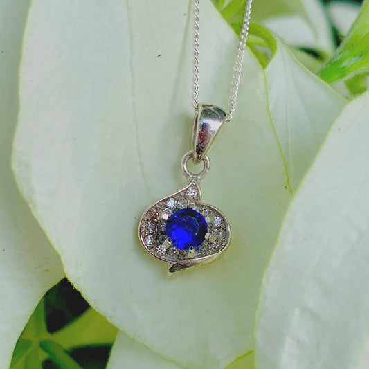 Heated Royal Blue Sapphire Pendant in 925 Sterling Silver