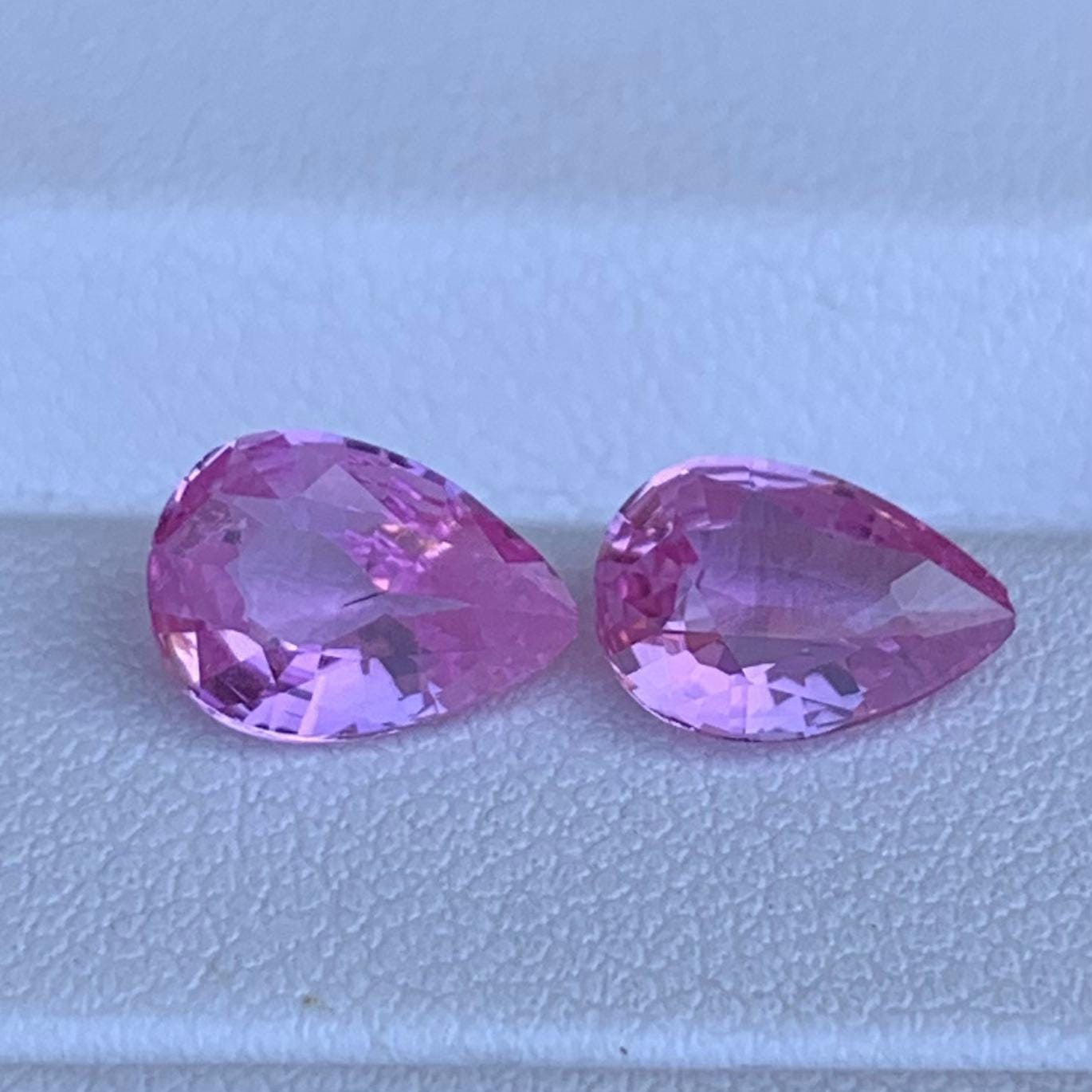 Natural Pear Cut Padparadscha Sapphire Pair 2.75ct - (UH)
