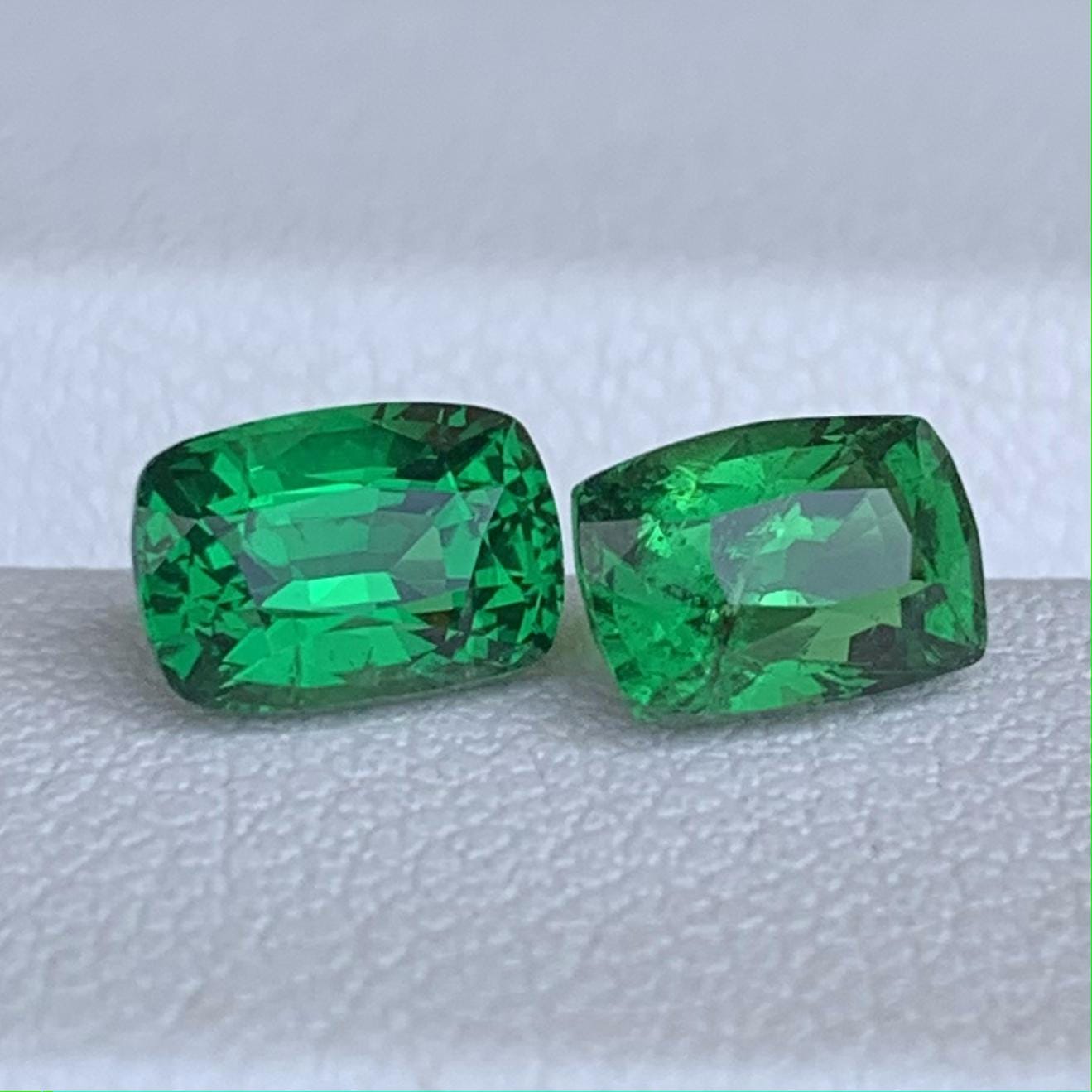 Natural Cushion Cut Tsavorite Garnet Pair 2.07ct - (UH)