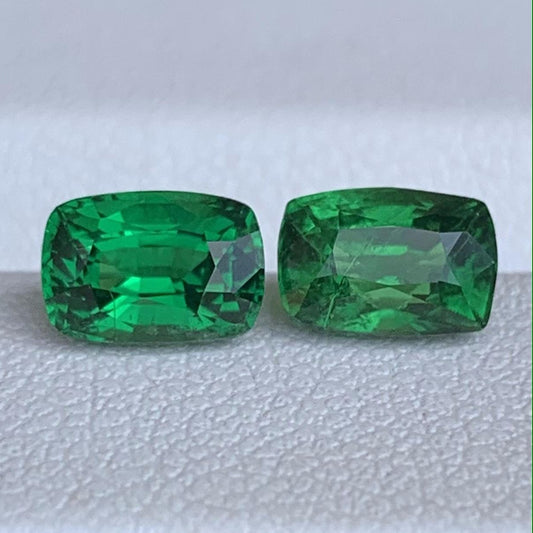 Natural Cushion Cut Tsavorite Garnet Pair 2.07ct - (UH)