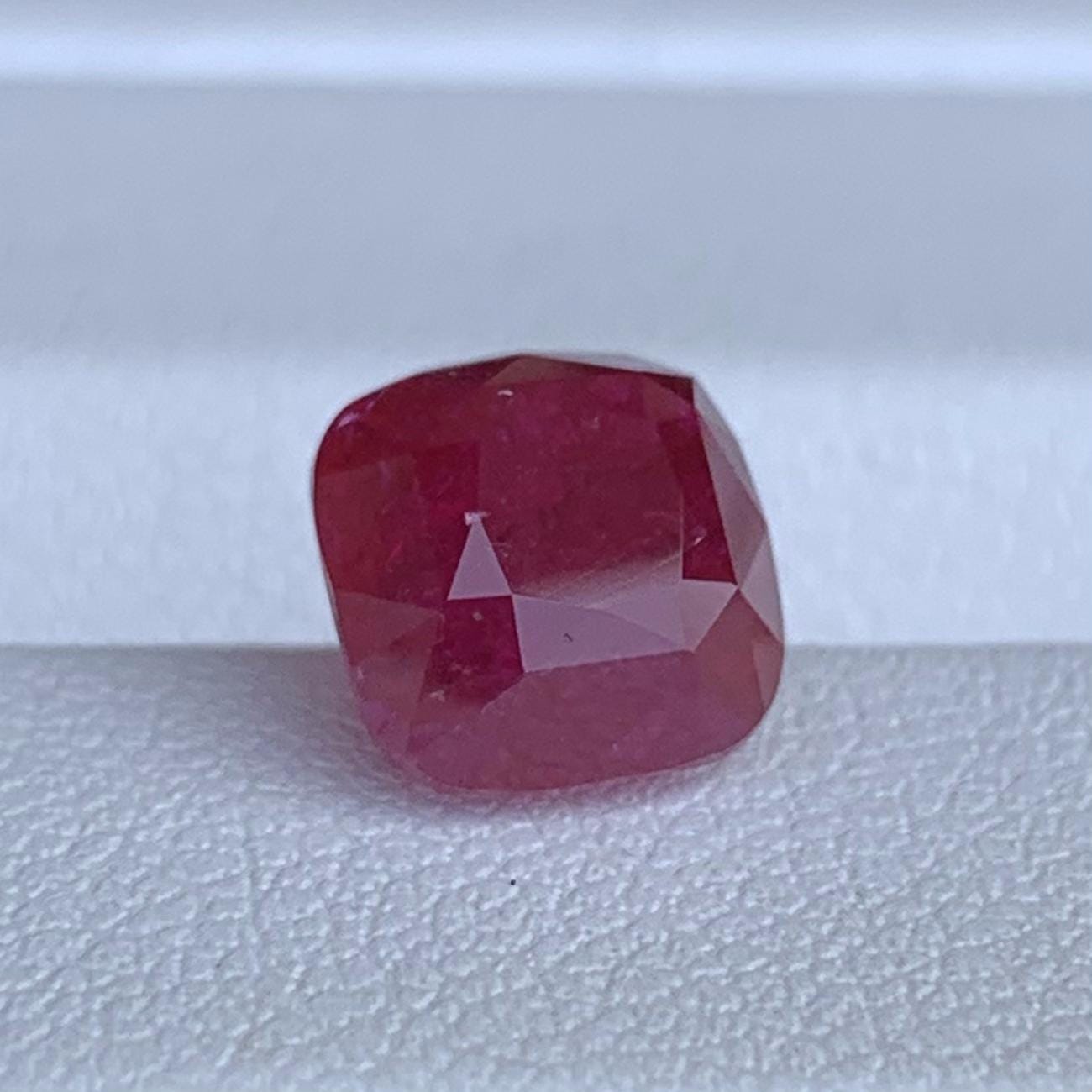Natural PiegonRed Cushion Cut Ruby 3.52ct - (UH) - Baza Boutique