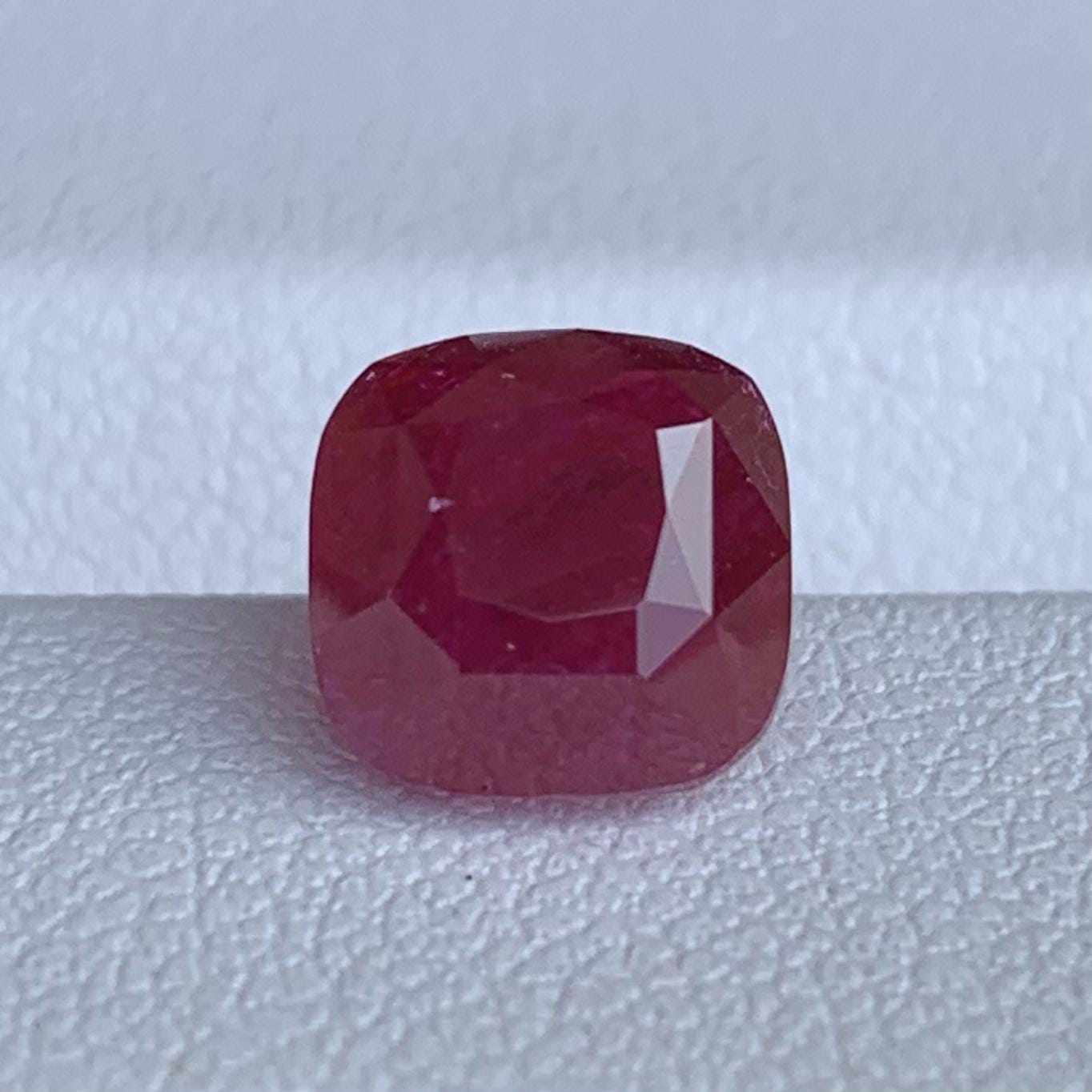 Natural PiegonRed Cushion Cut Ruby 3.52ct - (UH) - Baza Boutique