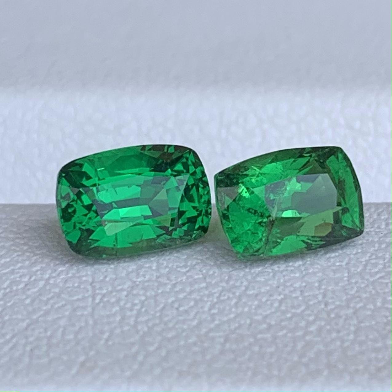Natural Cushion Cut Tsavorite Garnet Pair 2.07ct - (UH)