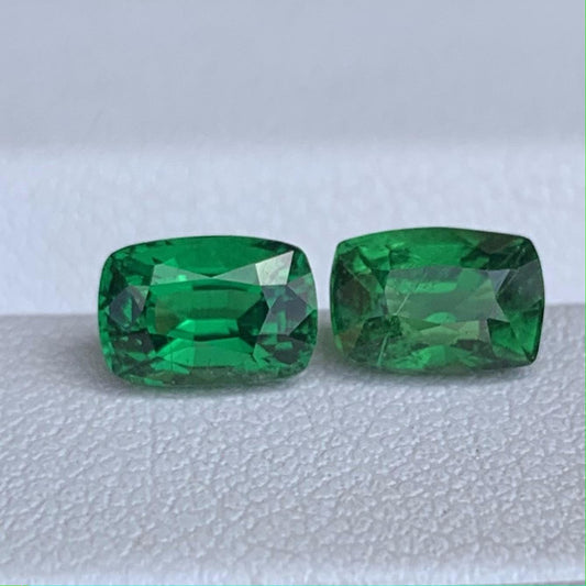 Natural Cushion Cut Tsavorite Garnet Pair 2.07ct - (UH)
