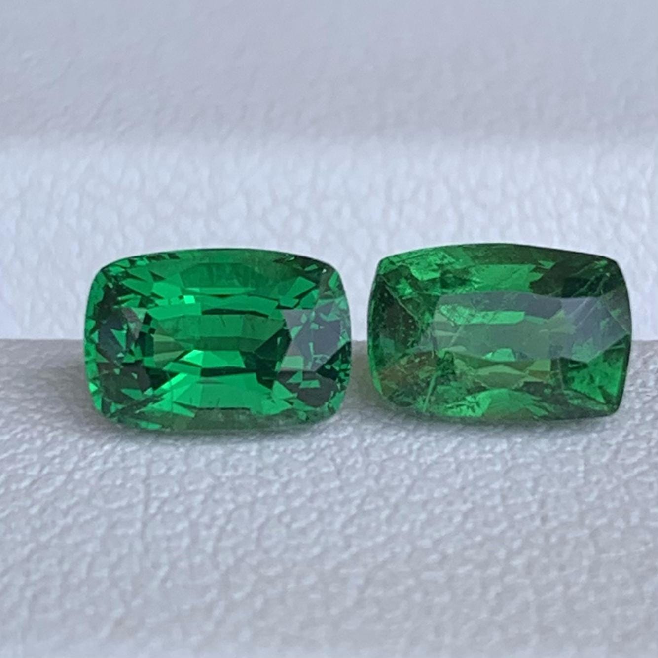 Natural Cushion Cut Tsavorite Garnet Pair 2.07ct - (UH)