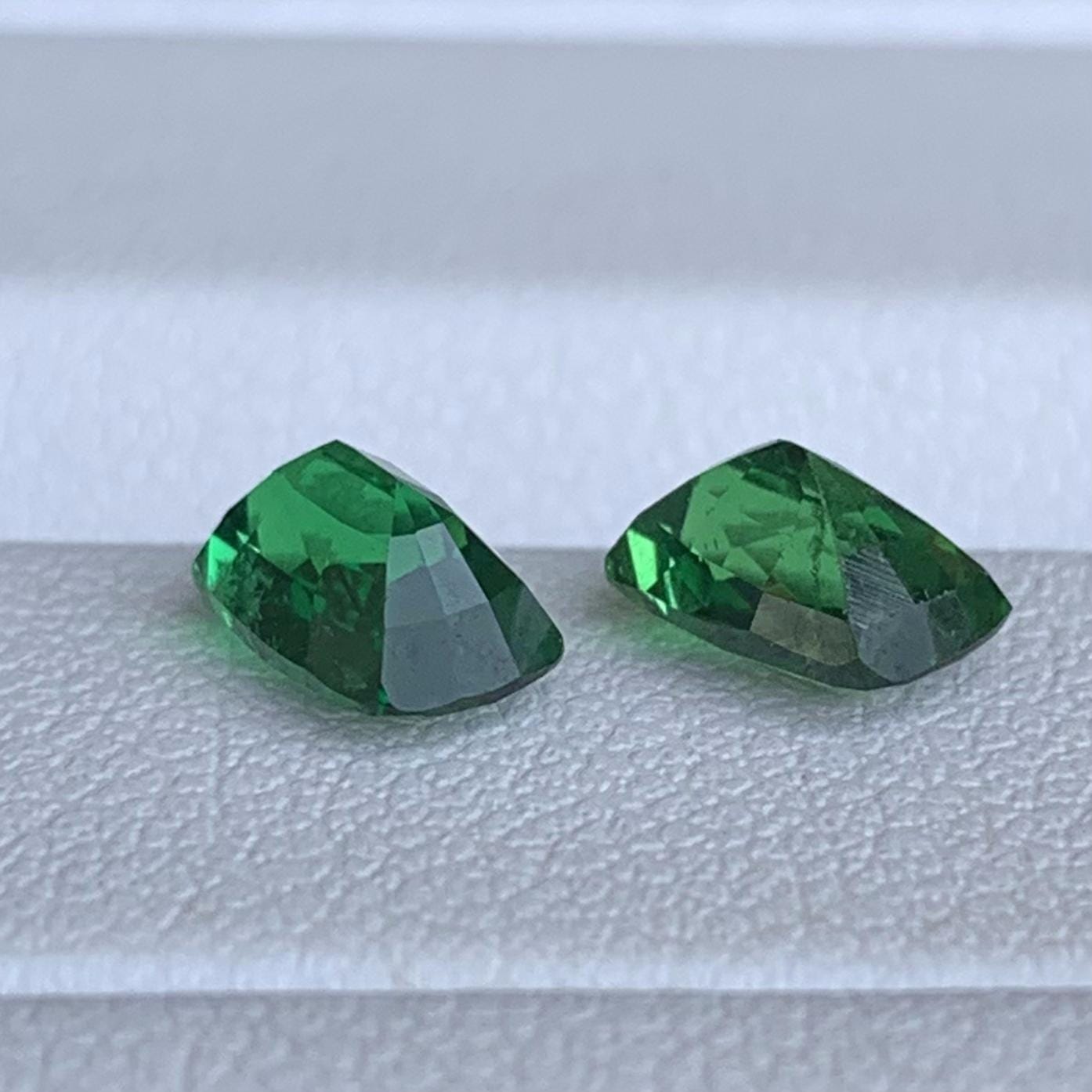 Natural Cushion Cut Tsavorite Garnet Pair 2.07ct - (UH)