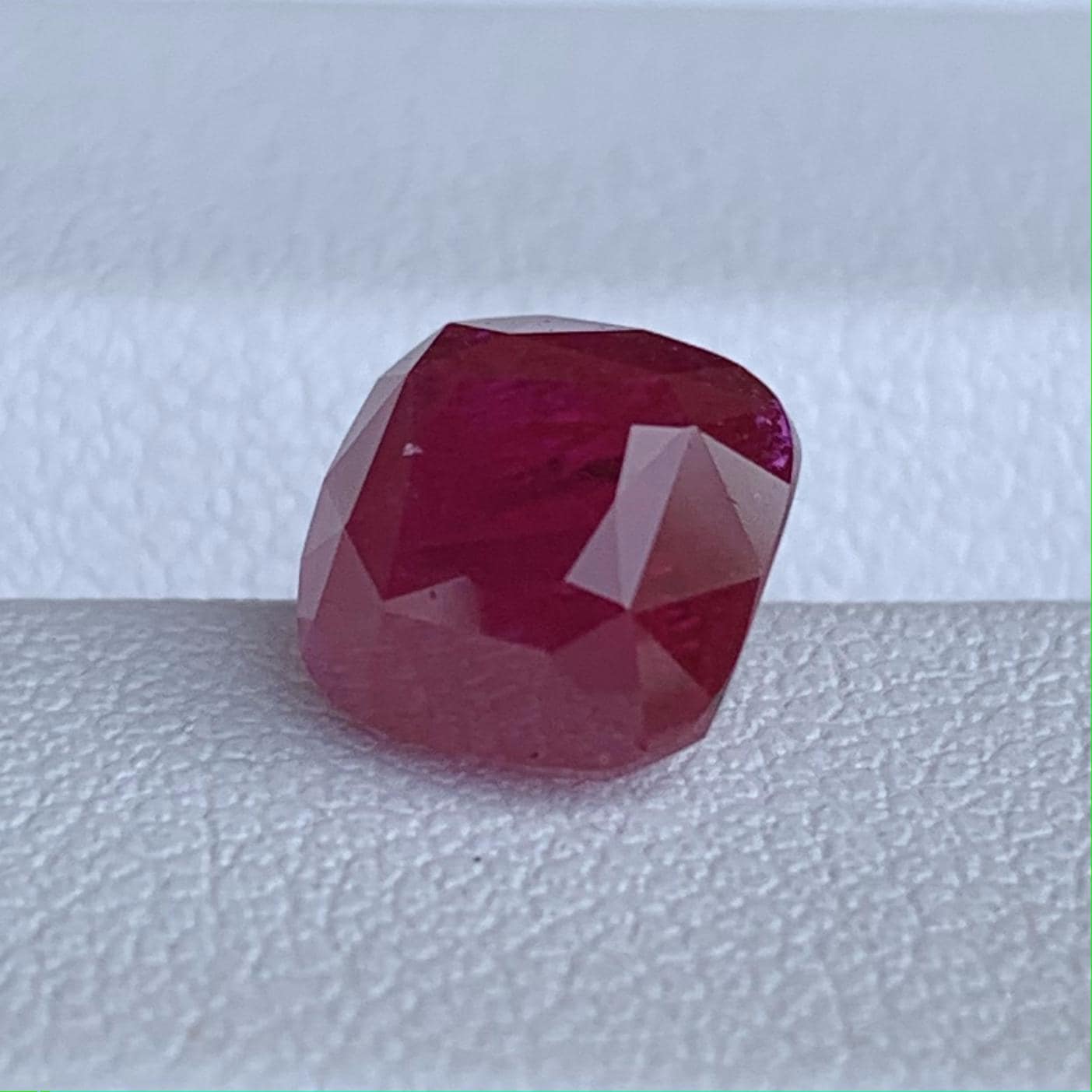 Natural PiegonRed Cushion Cut Ruby 3.52ct - (UH) - Baza Boutique