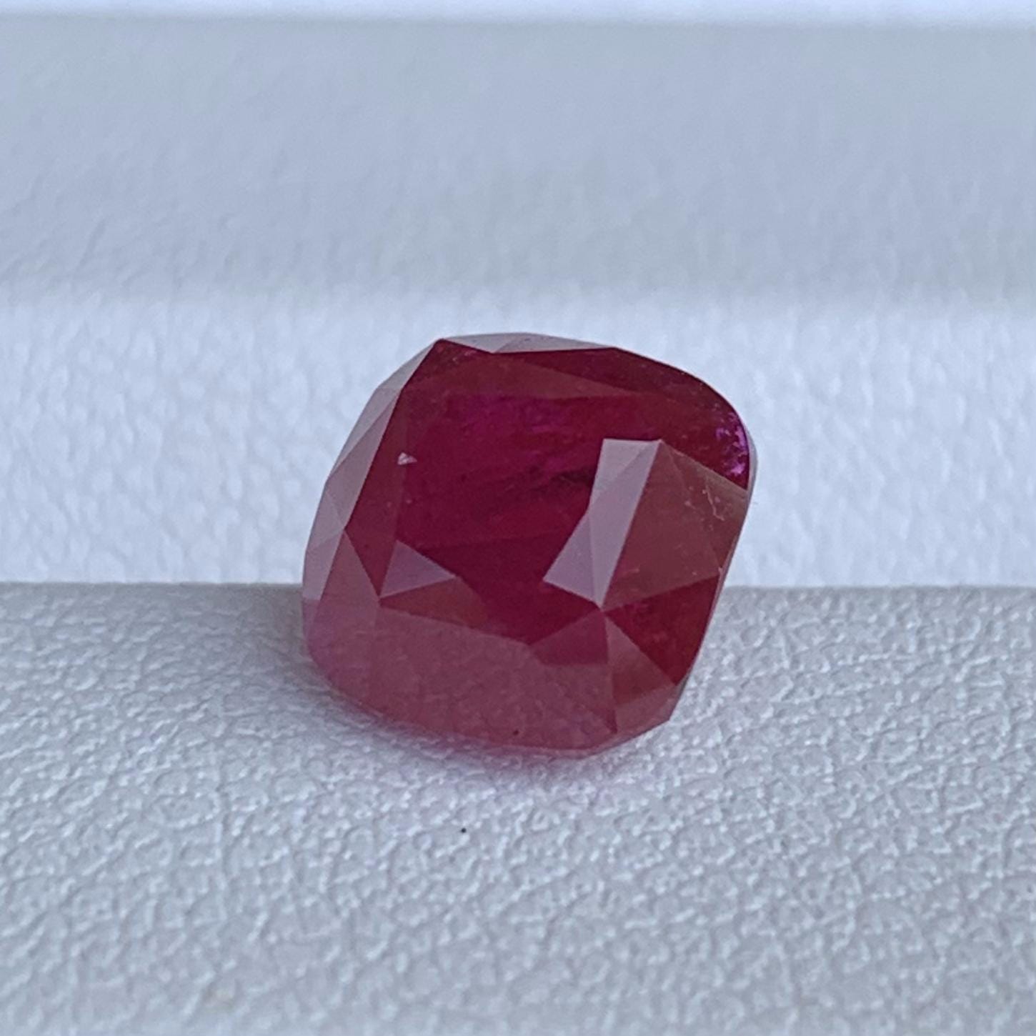 Natural PiegonRed Cushion Cut Ruby 3.52ct - (UH) - Baza Boutique