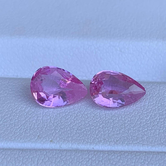 Natural Pear Cut Padparadscha Sapphire Pair 2.75ct - (UH)
