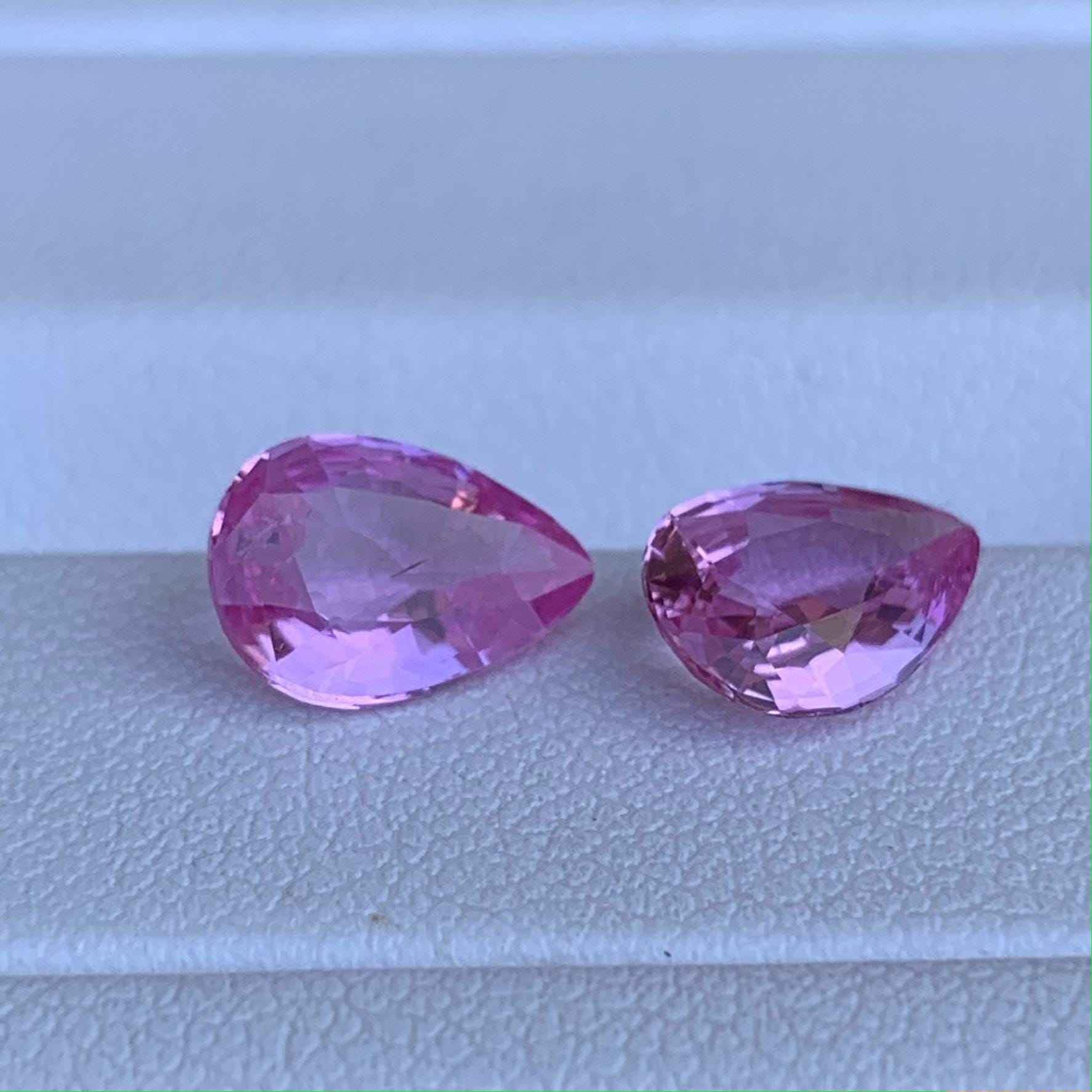 Padparadscha Sapphire Pair 2.75ct Total Unheated  Natural Pear Cut Matching Gemstones for Earrings