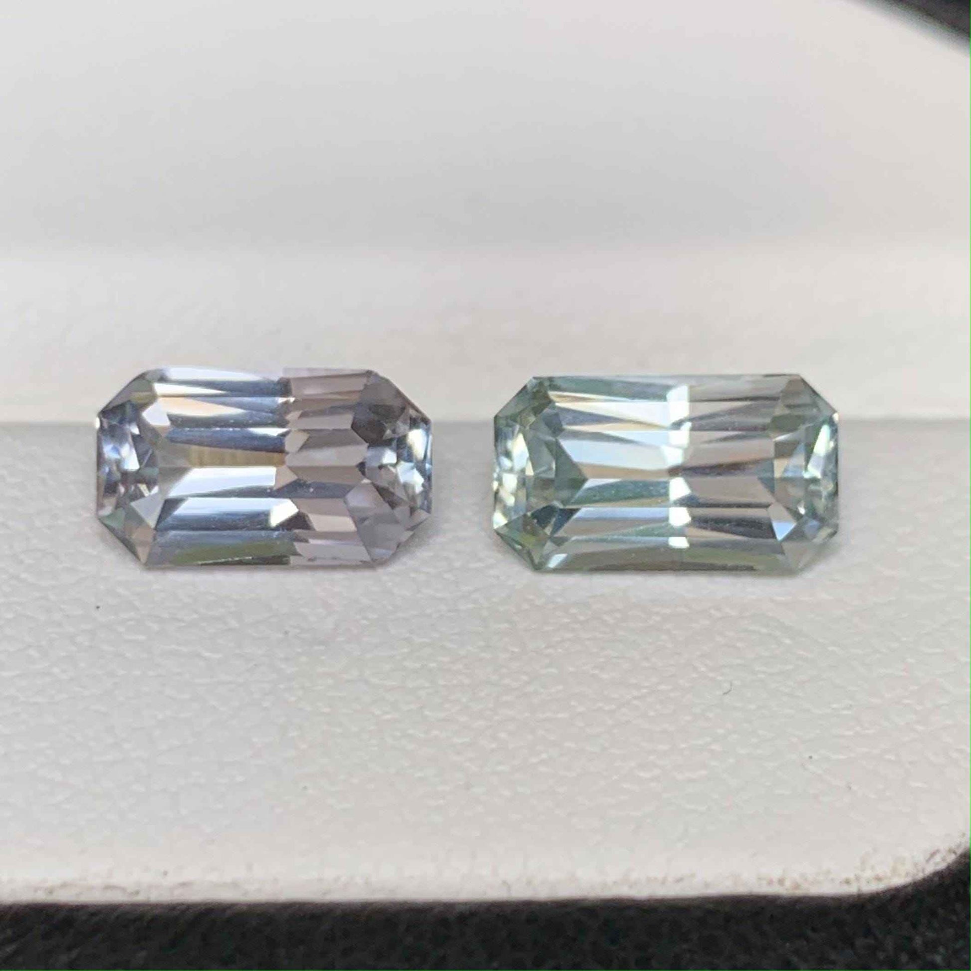 Natural Emerald Cut Sapphire Pair  3.74ct Mixed Match Gemstones for Jewelry