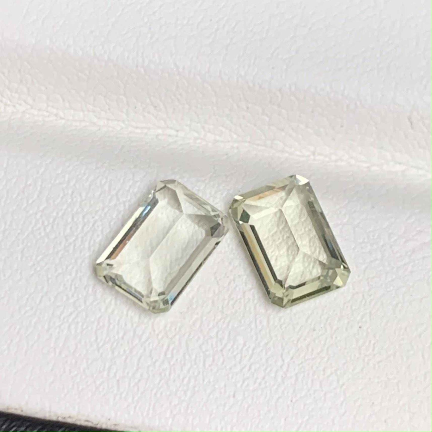 Lime Green Sapphire Pair 2.95ct Total Unheated  Natural Emerald Cut Gemstones for Earrings