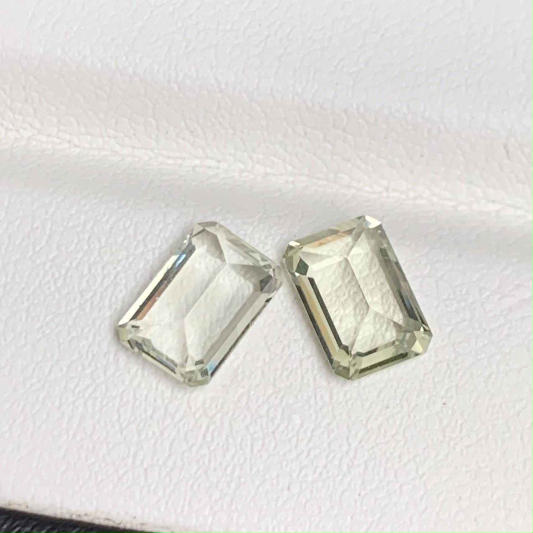 Lime Green Sapphire Pair 2.95ct Total Unheated  Natural Emerald Cut Gemstones for Earrings