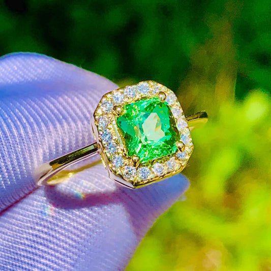 1.52ct Tsavorite Garnet Ring – 14K Rose Gold & Natural Diamonds