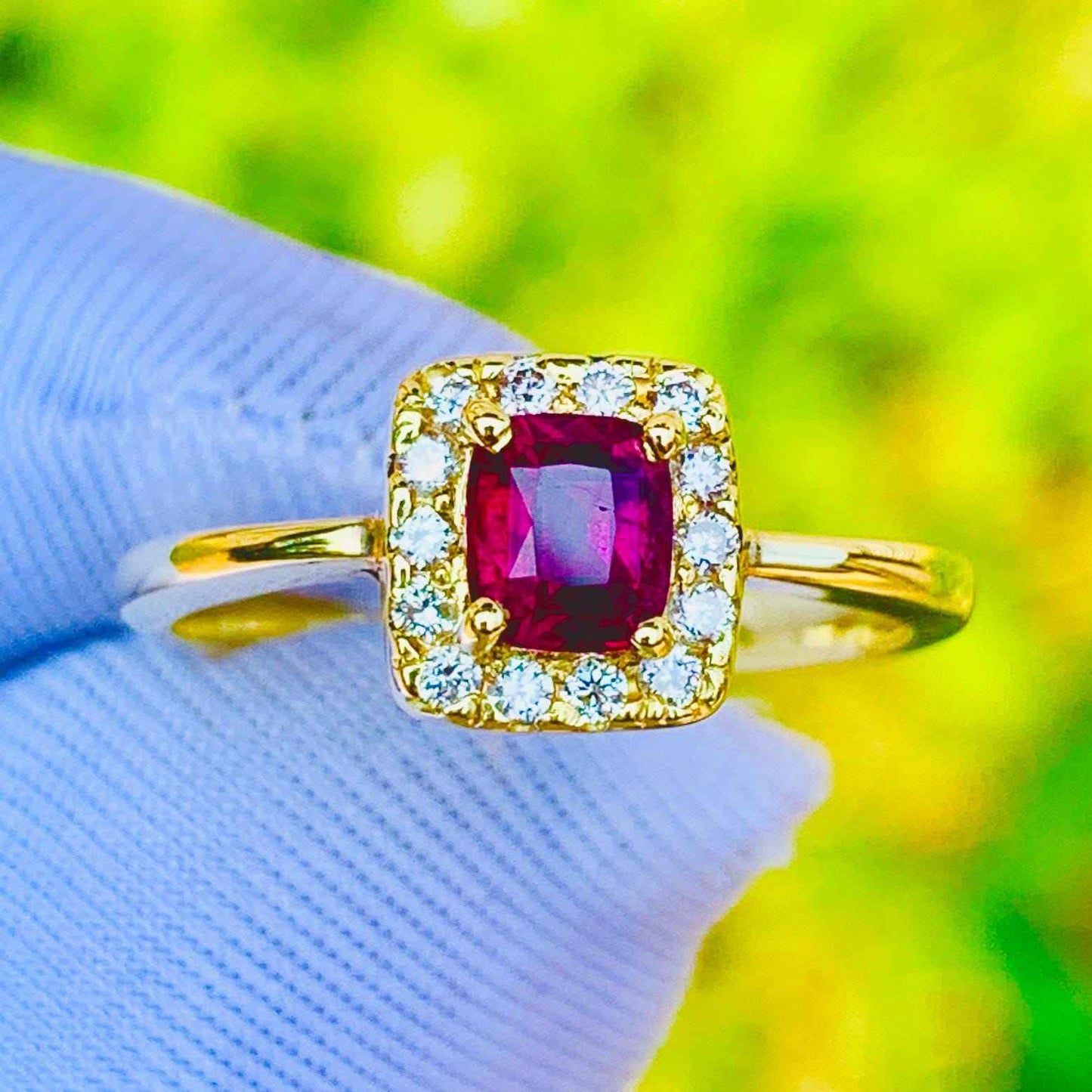 0.70ct Natural Ruby Ring – 14K Yellow Gold & Natural Diamonds