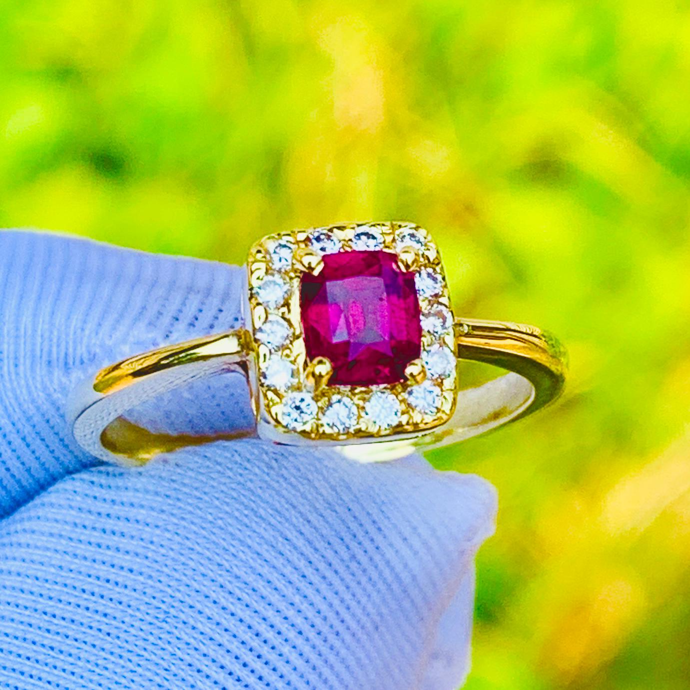 0.70ct Natural Ruby Ring – 14K Yellow Gold & Natural Diamonds