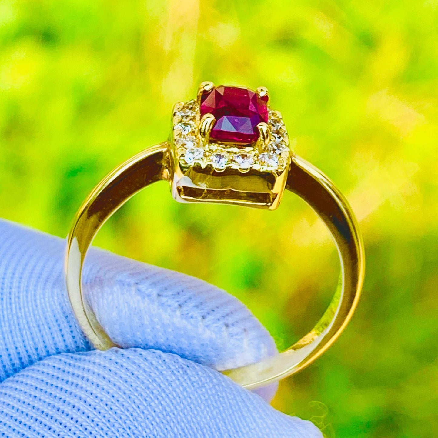 0.70ct Natural Ruby Ring – 14K Yellow Gold & Natural Diamonds