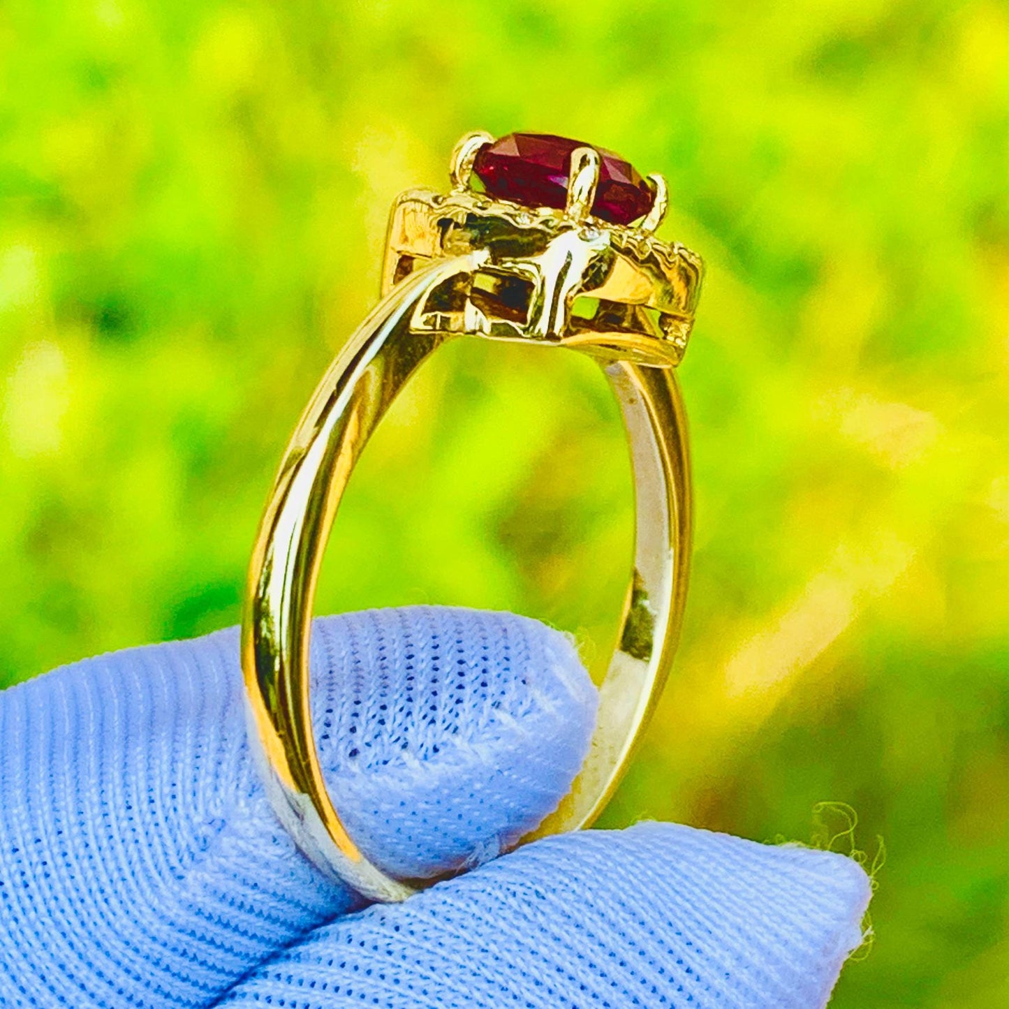 0.70ct Natural Ruby Ring – 14K Yellow Gold & Natural Diamonds