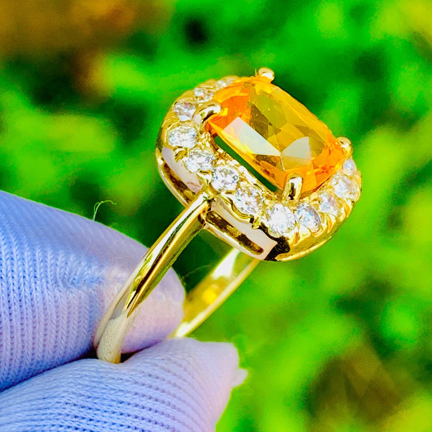2.10ct Golden Yellow Sapphire Ring – 14K Rose Gold & Natural Diamonds