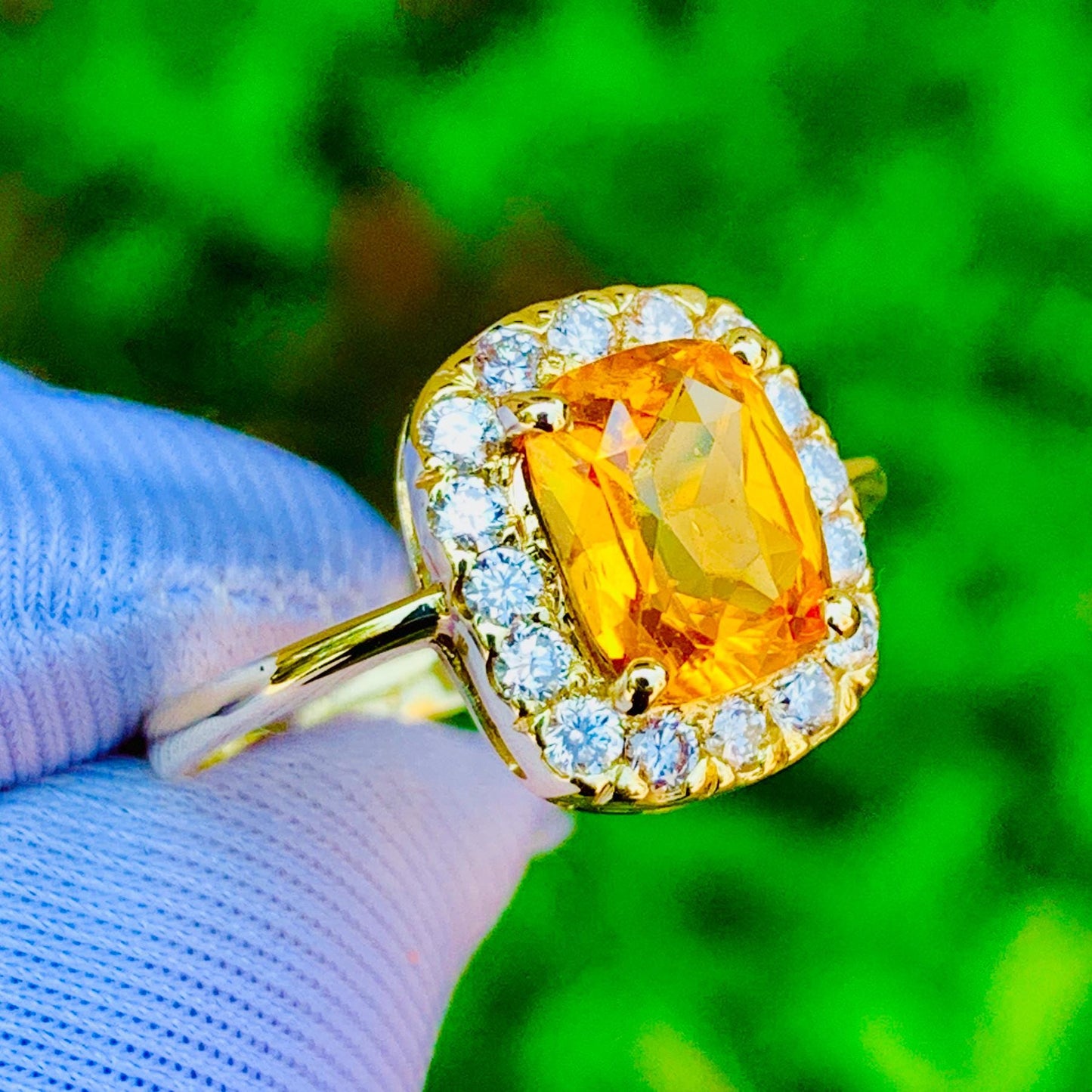 2.10ct Golden Yellow Sapphire Ring – 14K Rose Gold & Natural Diamonds
