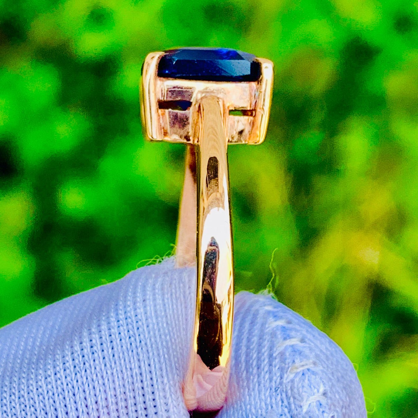 2.60ct Emerald Cut Royal Blue Sapphire Ring – 14K Rose Gold
