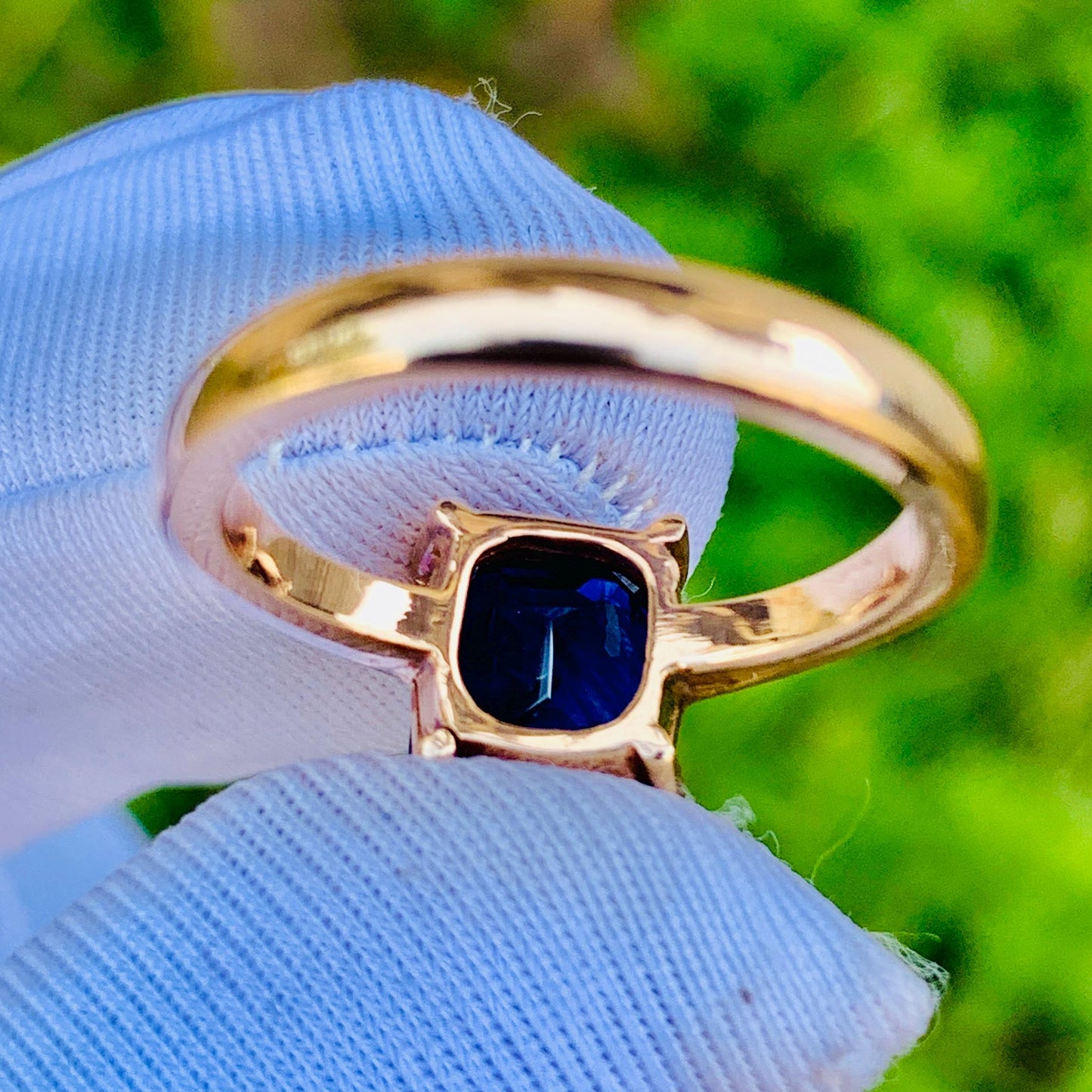2.60ct Emerald Cut Royal Blue Sapphire Ring – 14K Rose Gold