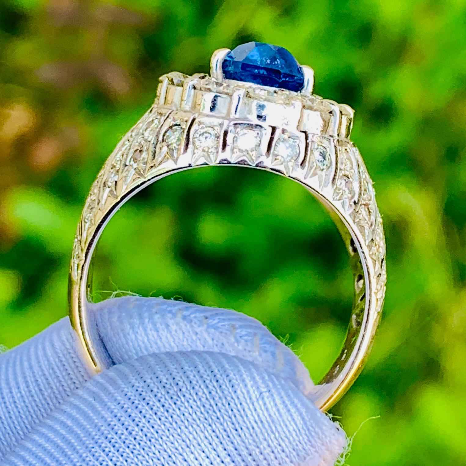 4.28ct Cornflower Blue Sapphire Ring – White Gold & Natural Diamonds
