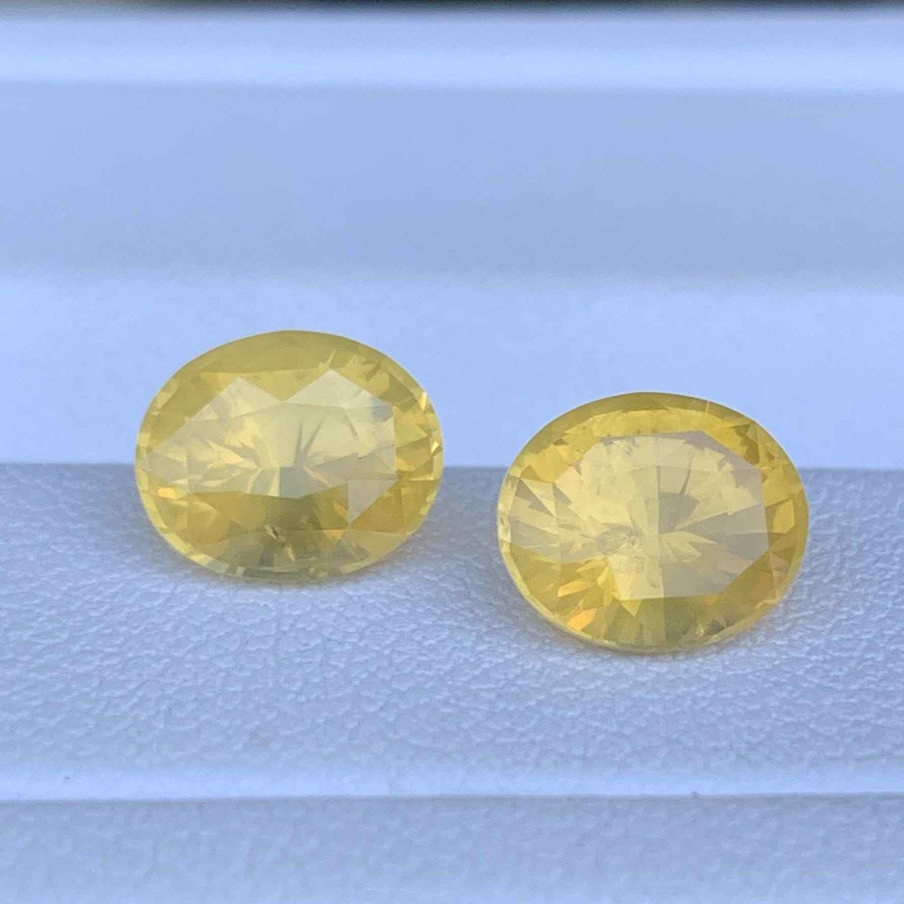 Yellow Sapphire Pair 3.39ct Total Heated  Natural Oval Cut Matching Gemstones for Earrings