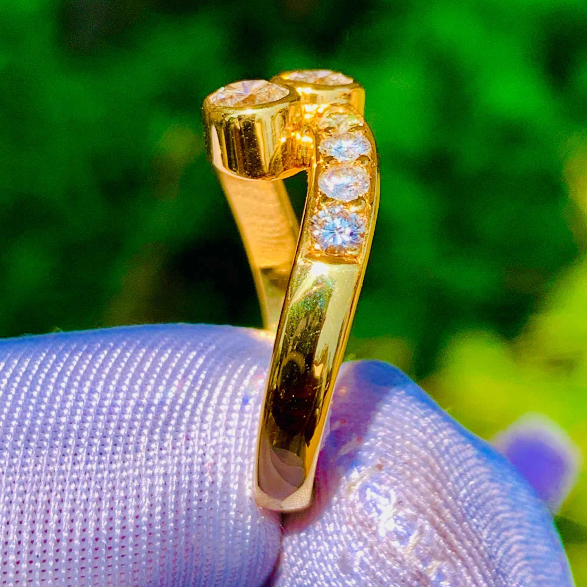 Natural 2 Stone Diamond Ring – 18K Yellow Gold