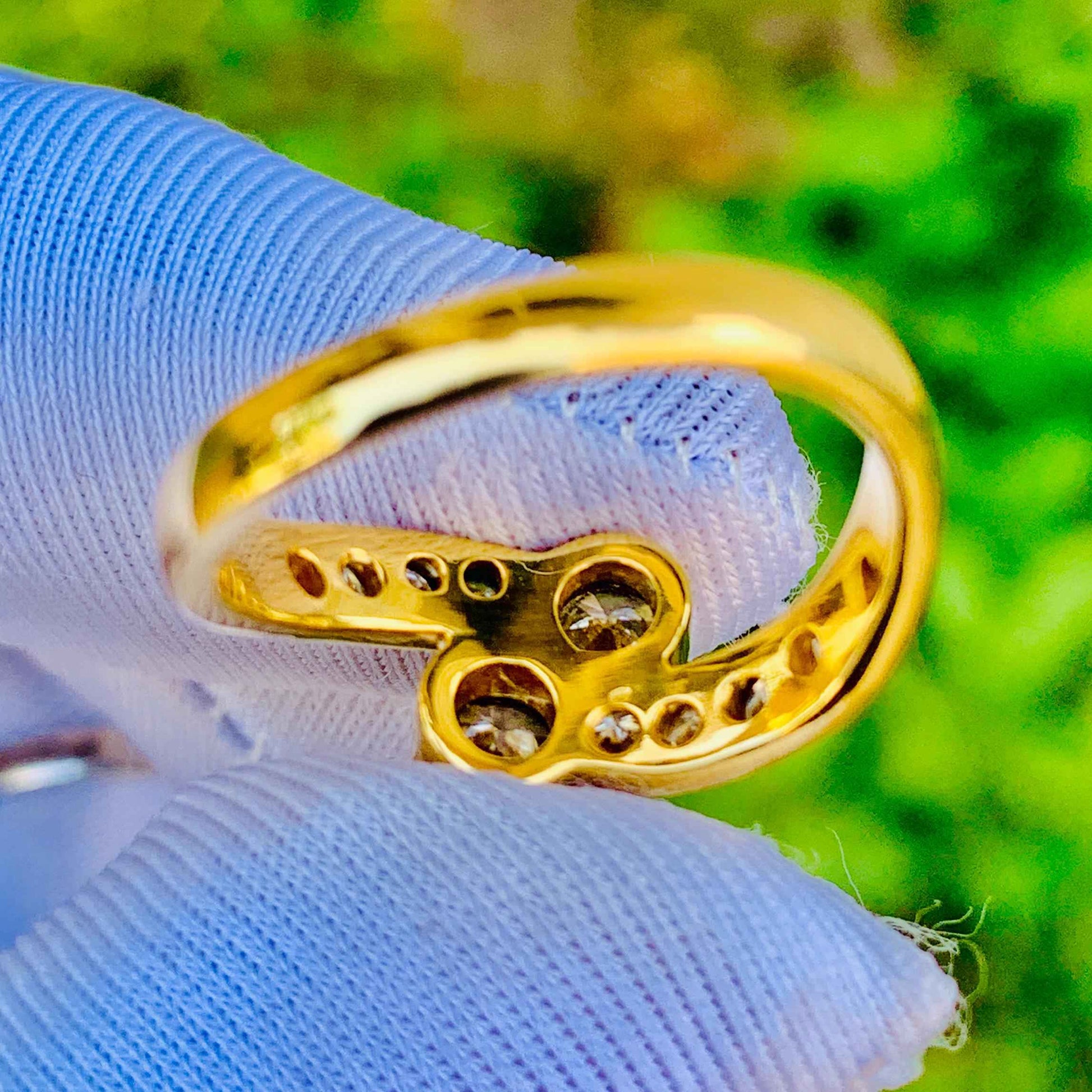 Natural 2 Stone Diamond Ring – 18K Yellow Gold