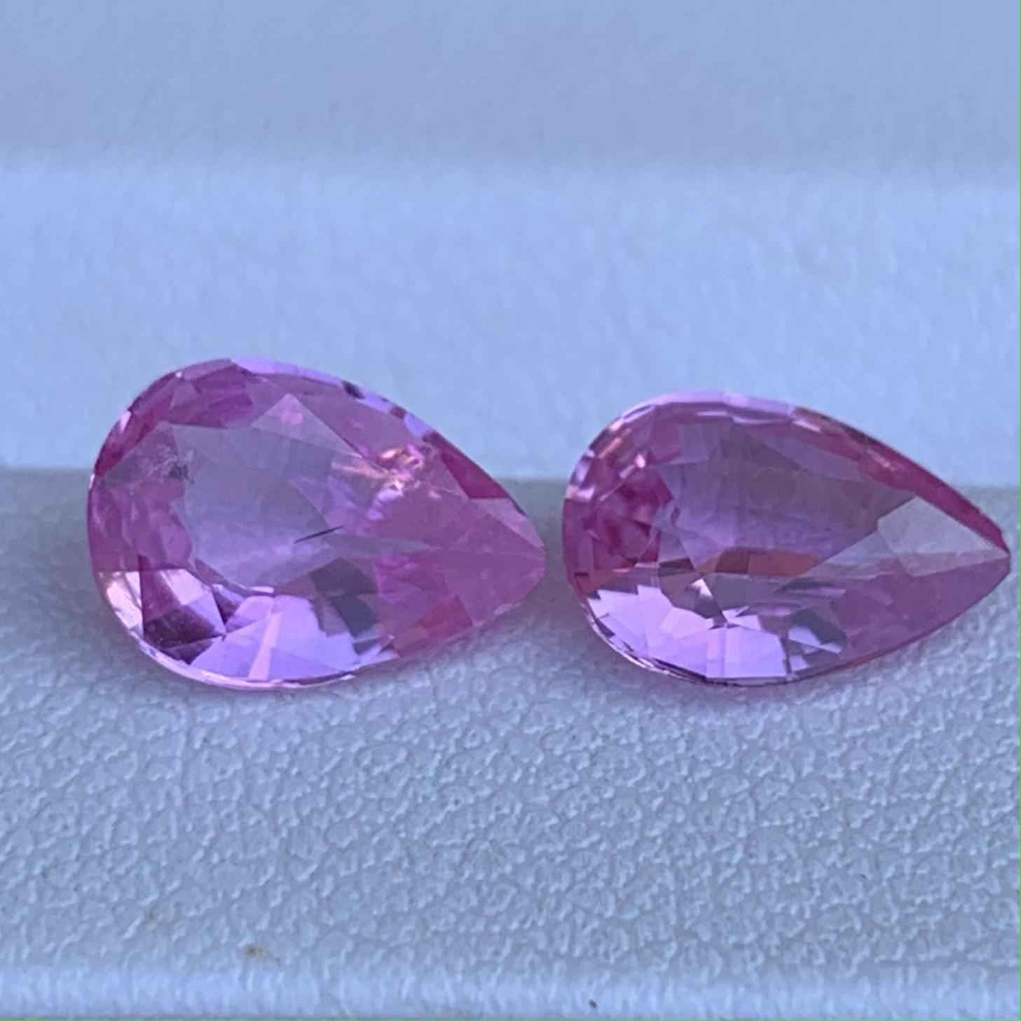 Padparadscha Sapphire Pair 2.75ct Total Unheated  Natural Pear Cut Matching Gemstones for Earrings