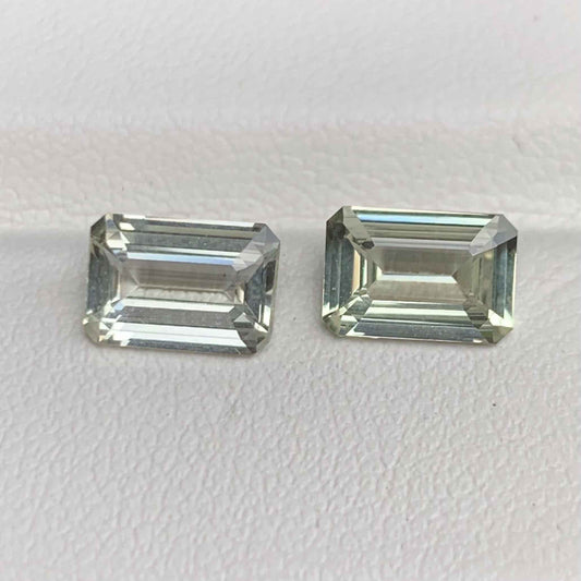 Lime Green Sapphire Pair 2.95ct Total Unheated  Natural Emerald Cut Gemstones for Earrings