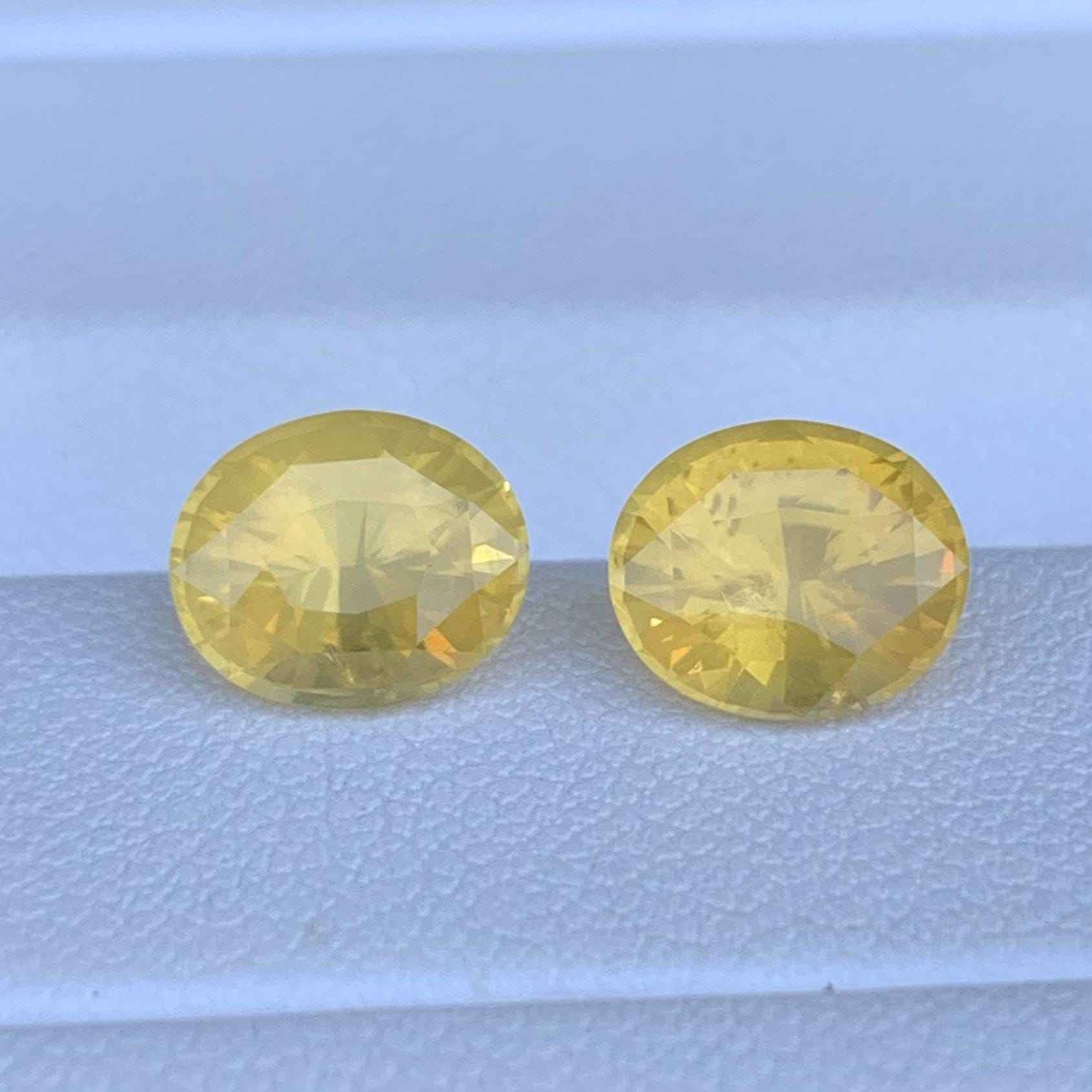 Yellow Sapphire Pair 3.39ct Total Heated  Natural Oval Cut Matching Gemstones for Earrings