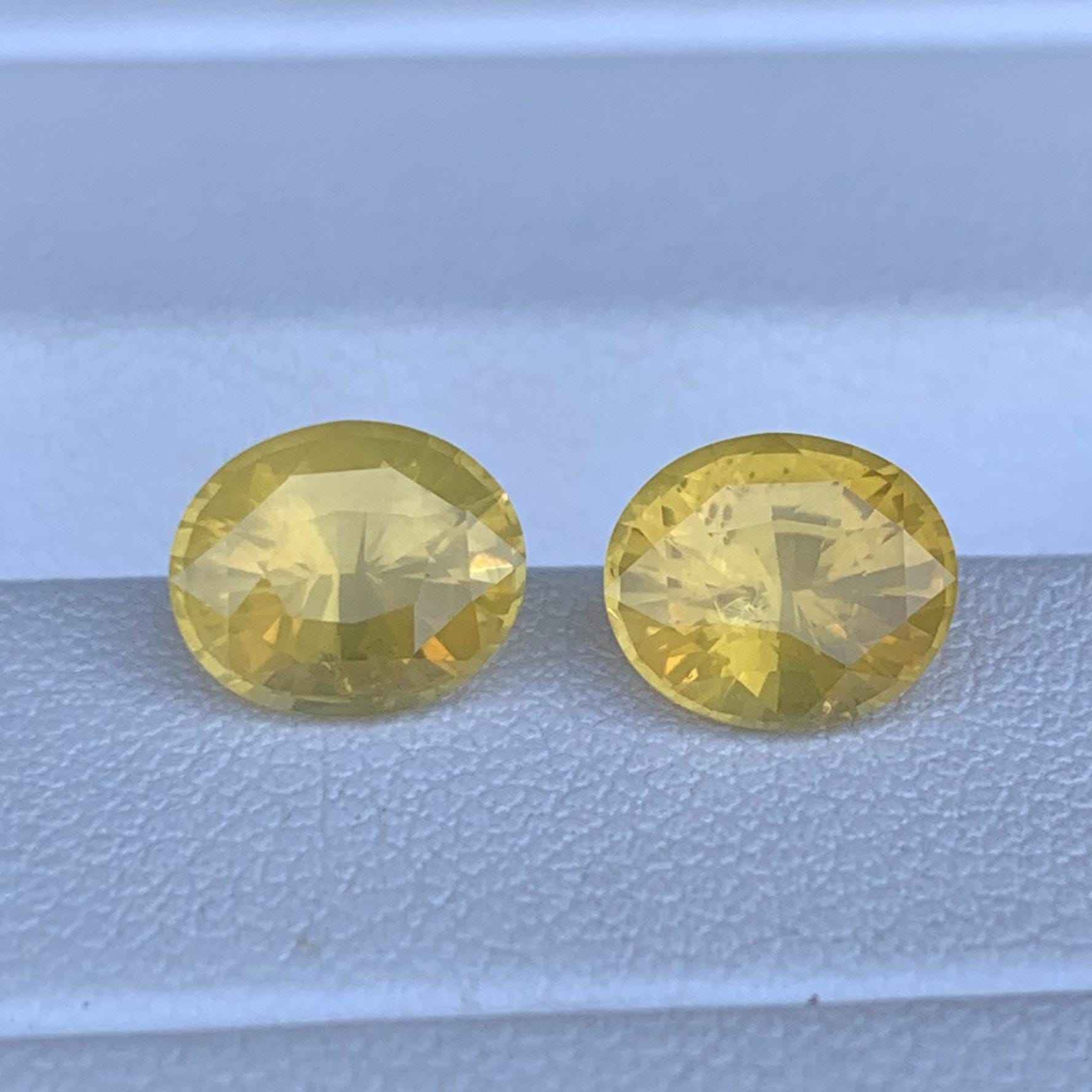 Yellow Sapphire Pair 3.39ct Total Heated  Natural Oval Cut Matching Gemstones for Earrings